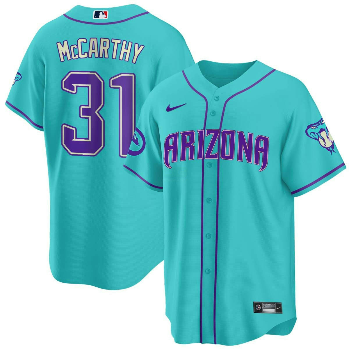 Camisa MLB Men’s 2024 Arizona Azul-petróleo Roxa Jersey