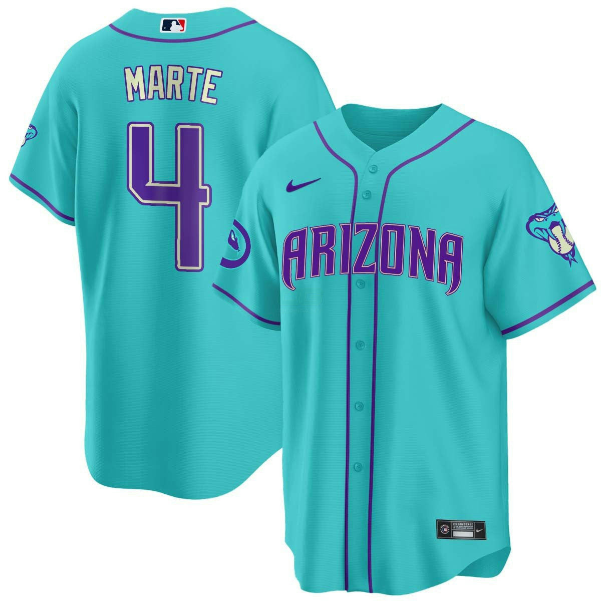 Camisa MLB Men’s 2024 Arizona Azul-petróleo Roxa Jersey