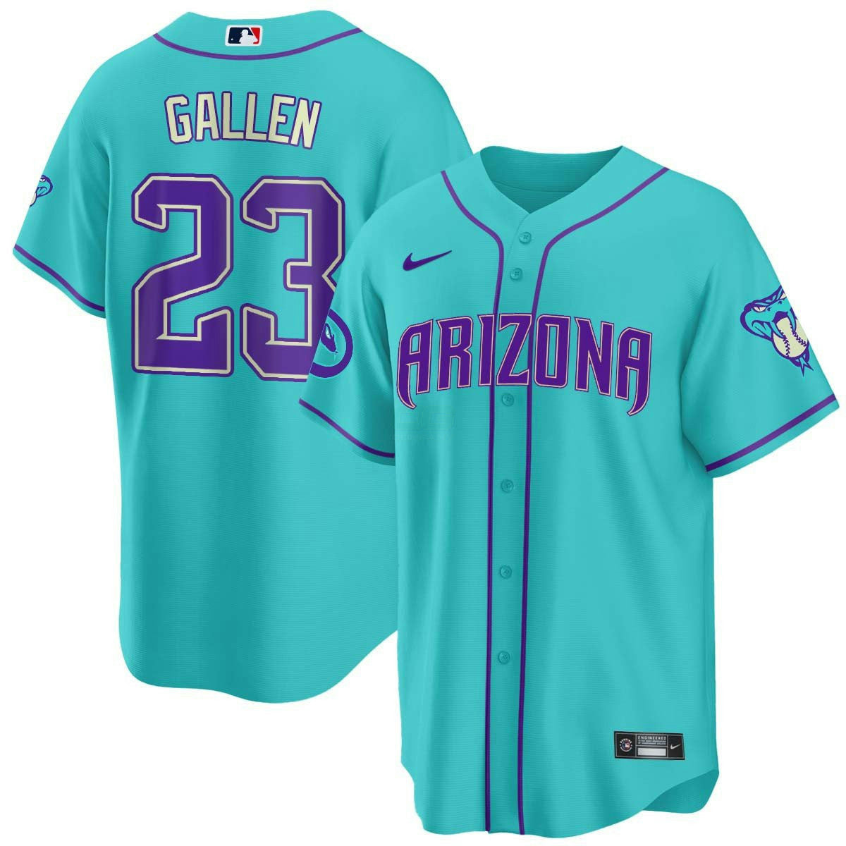 Camisa MLB Men’s 2024 Arizona Azul-petróleo Roxa Jersey