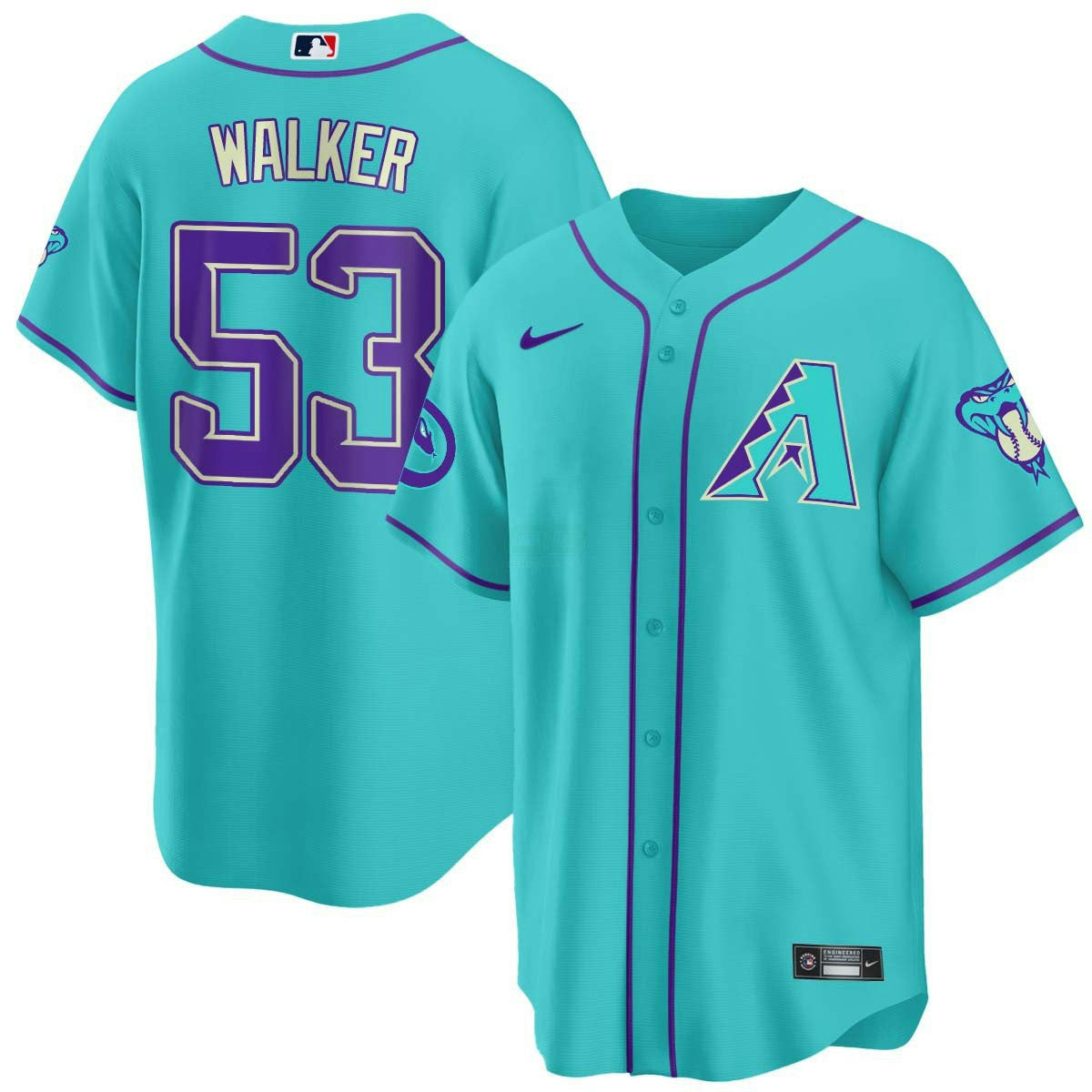 Camisa MLB Men’s 2024 Arizona Azul-petróleo Roxa Jersey