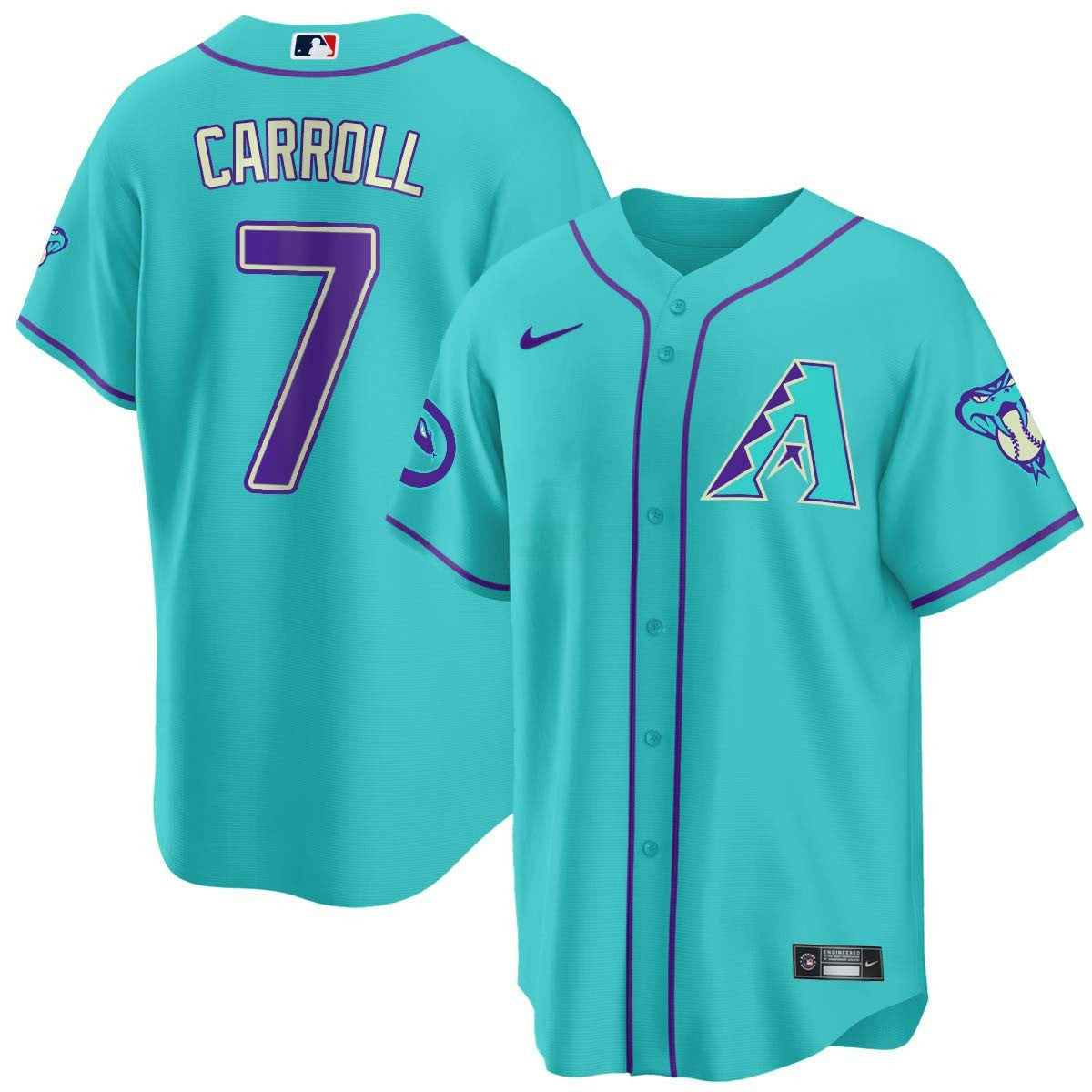 Camisa MLB Men’s 2024 Arizona Azul-petróleo Roxa Jersey