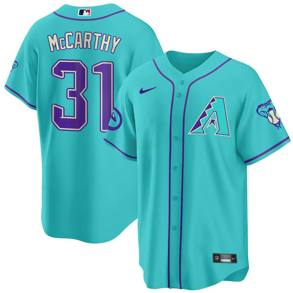 Camisa MLB Men’s 2024 Arizona Azul-petróleo Roxa Jersey