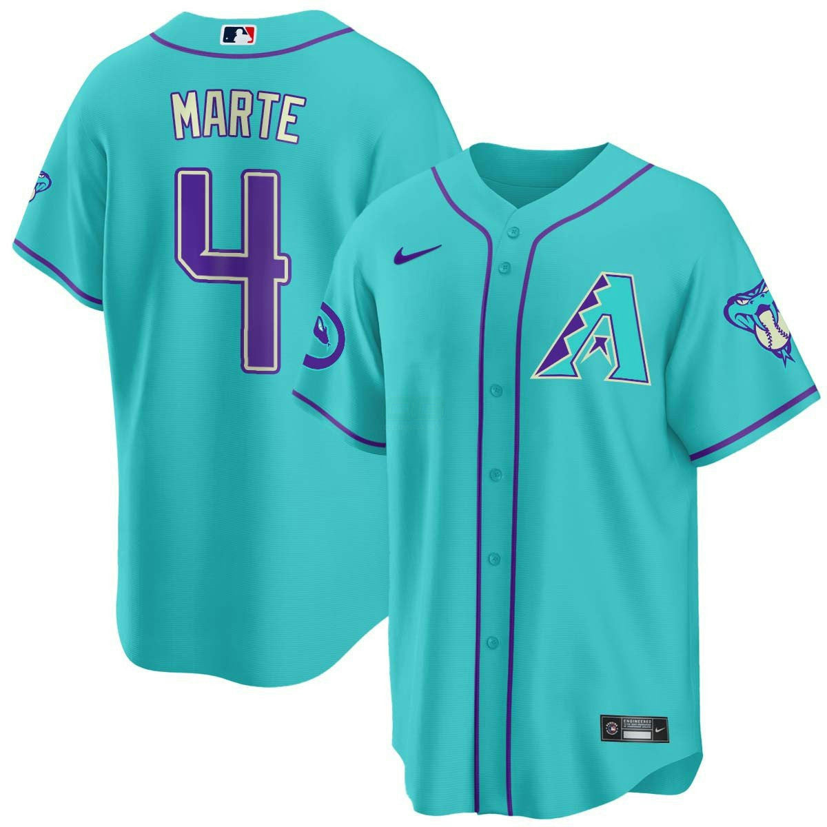 Camisa MLB Men’s 2024 Arizona Azul-petróleo Roxa Jersey