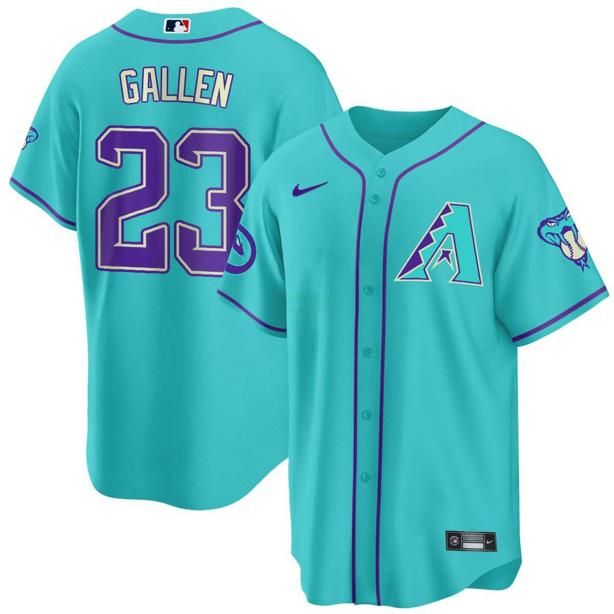 Camisa MLB Men’s 2024 Arizona Azul-petróleo Roxa Jersey