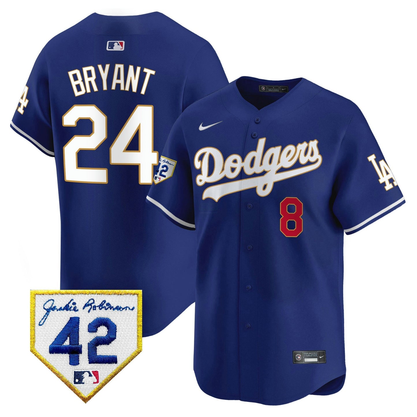 Camisa MLB Los Angeles Dodgers Men’s 2024 Jackie Robinson Patch Vapor Premier Limited Jersey