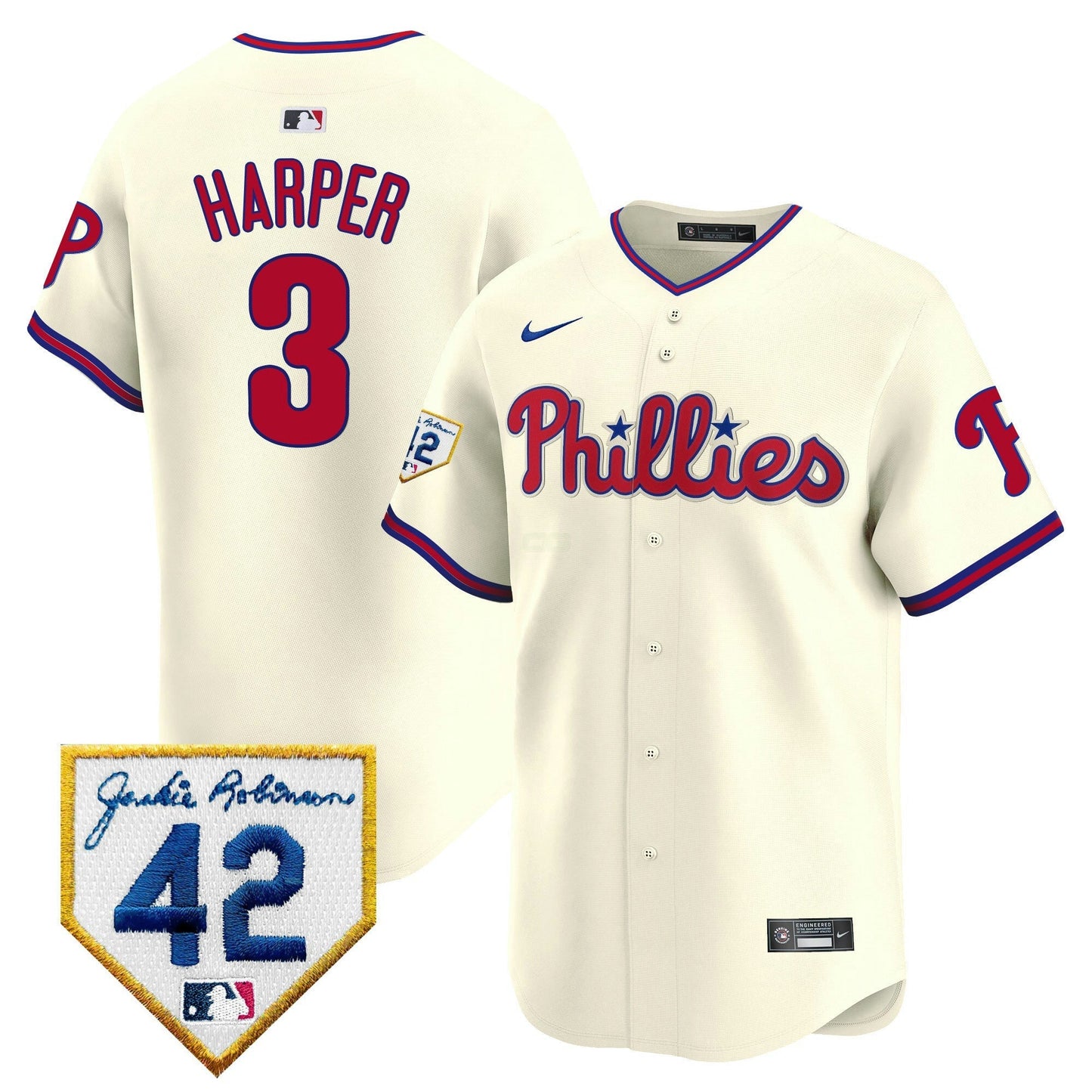 Camisa MLB Philadelphia Phillies Men’s 2024 Jackie Robinson Patch Vapor Premier Limited Jersey