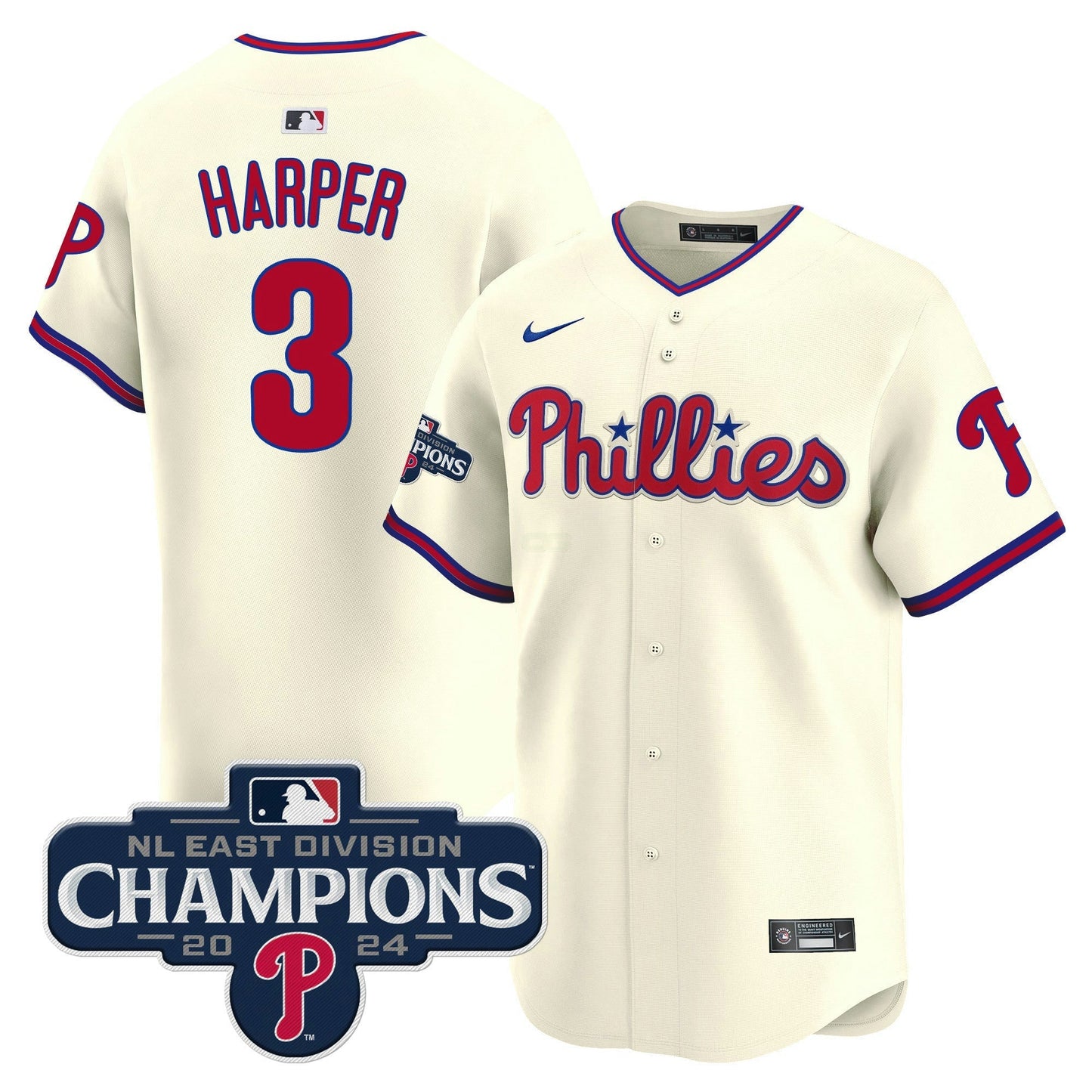 Camisa MLB Men’s 2024 NL East Division Champions Dourada Vapor Premier Limited Jersey