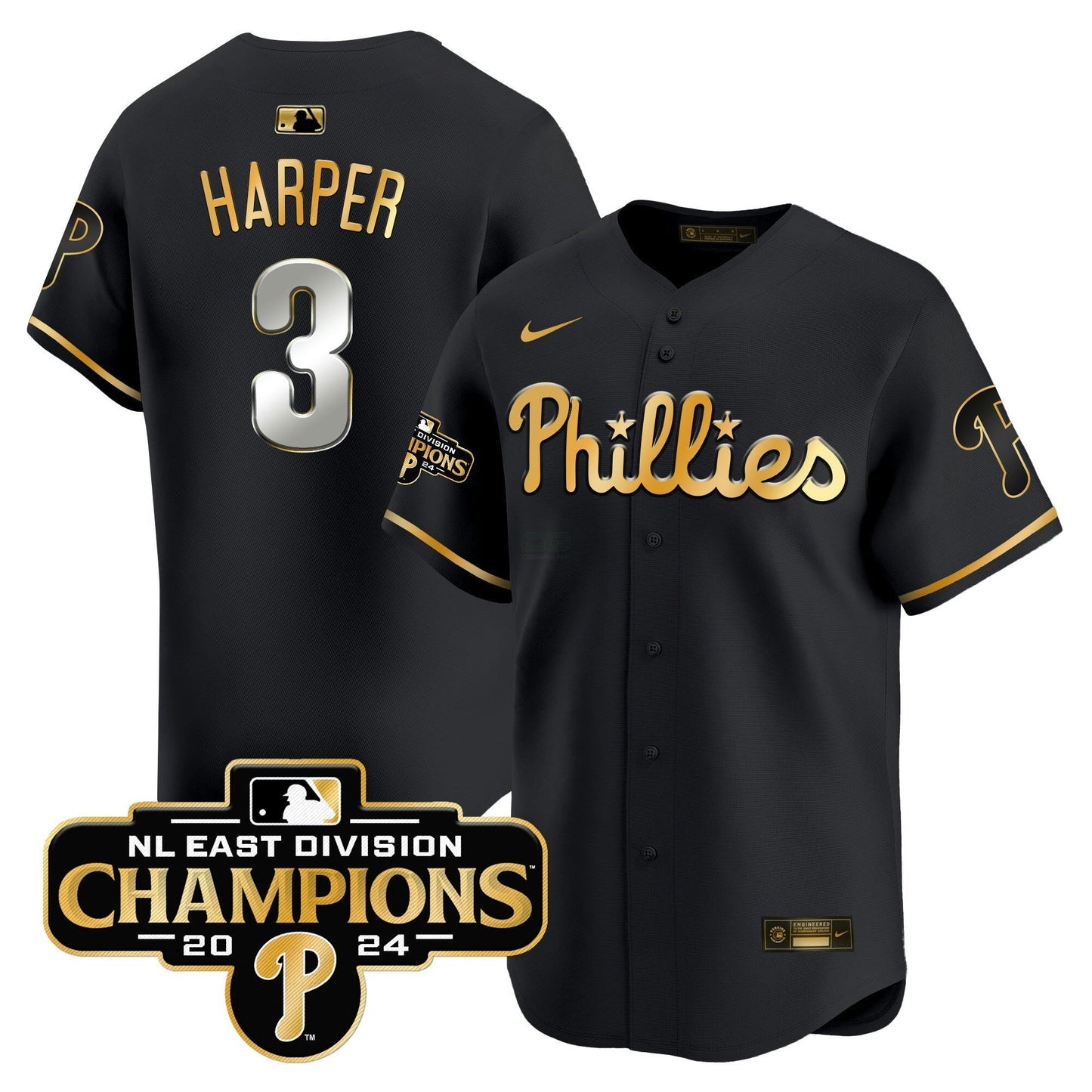 Camisa MLB Men’s 2024 NL East Division Champions Dourada Vapor Premier Limited Jersey