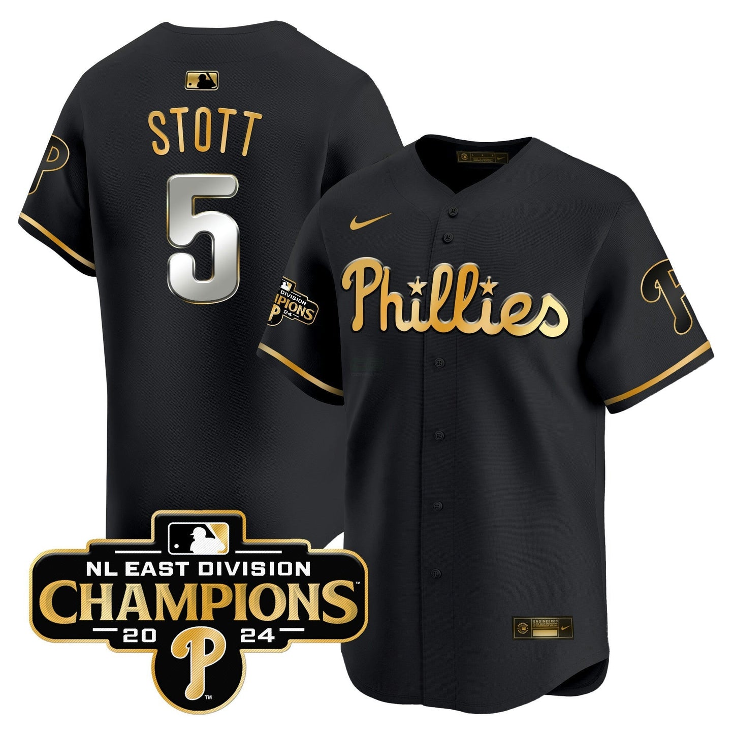 Camisa MLB Men’s 2024 NL East Division Champions Dourada Vapor Premier Limited Jersey