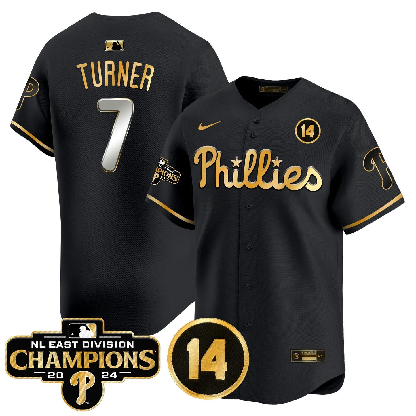 Camisa MLB Men’s 2024 NL East Division Champions & Pete Rose Patch Vapor Premier Limited Jersey