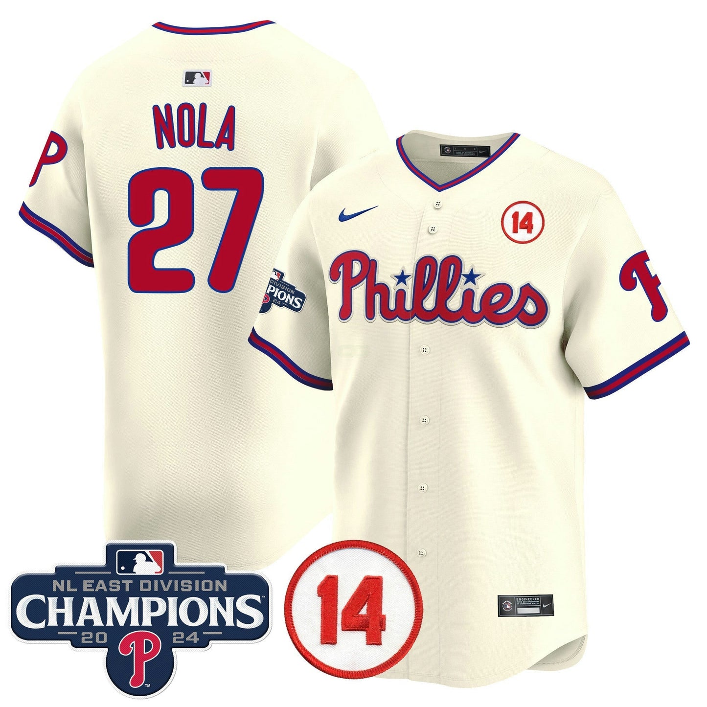 Camisa MLB Men’s 2024 NL East Division Champions & Pete Rose Patch Vapor Premier Limited Jersey