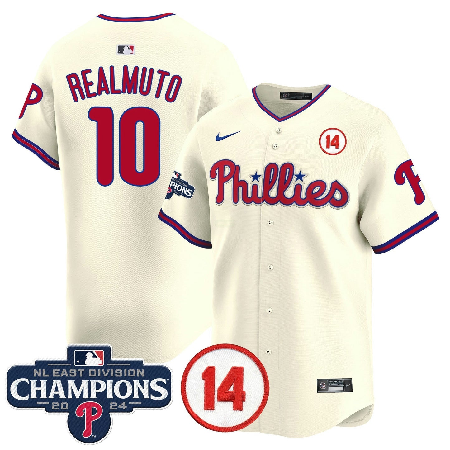 Camisa MLB Men’s 2024 NL East Division Champions & Pete Rose Patch Vapor Premier Limited Jersey