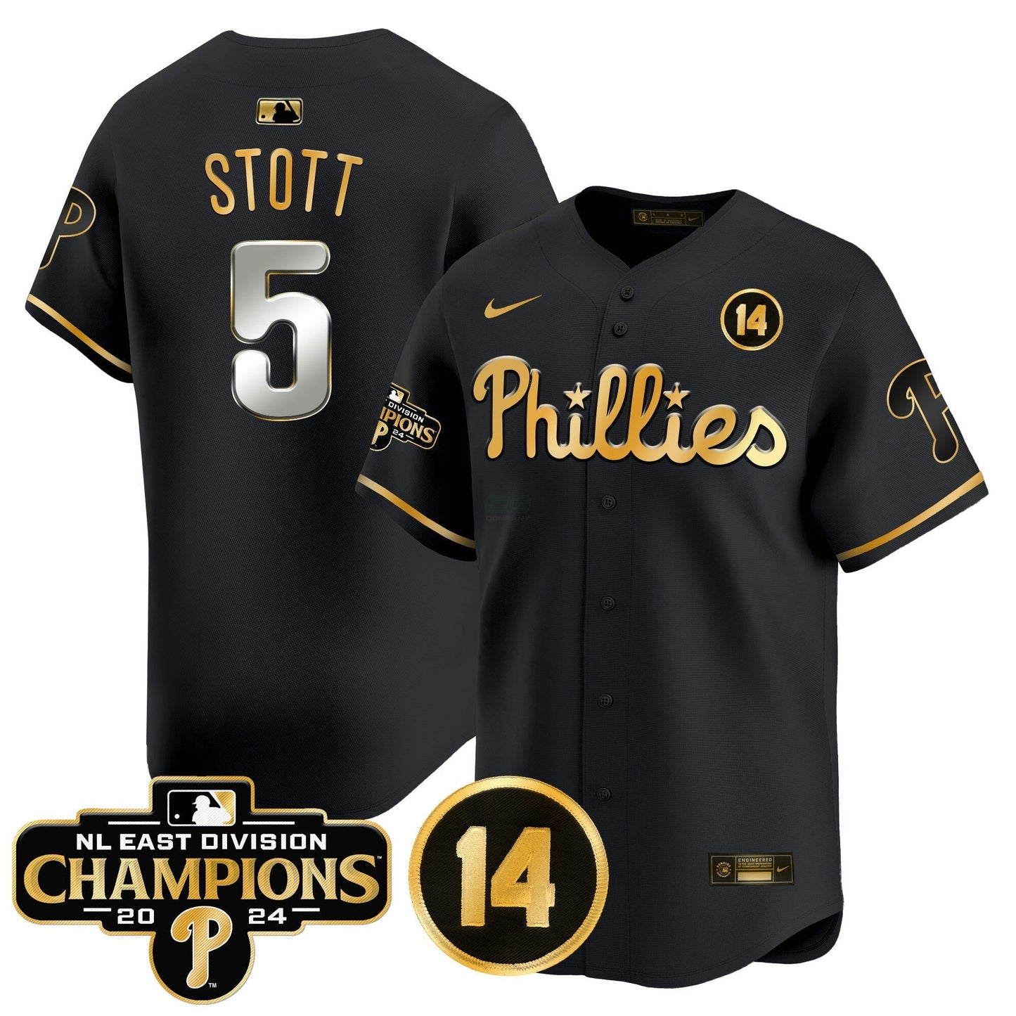Camisa MLB Men’s 2024 NL East Division Champions & Pete Rose Patch Vapor Premier Limited Jersey