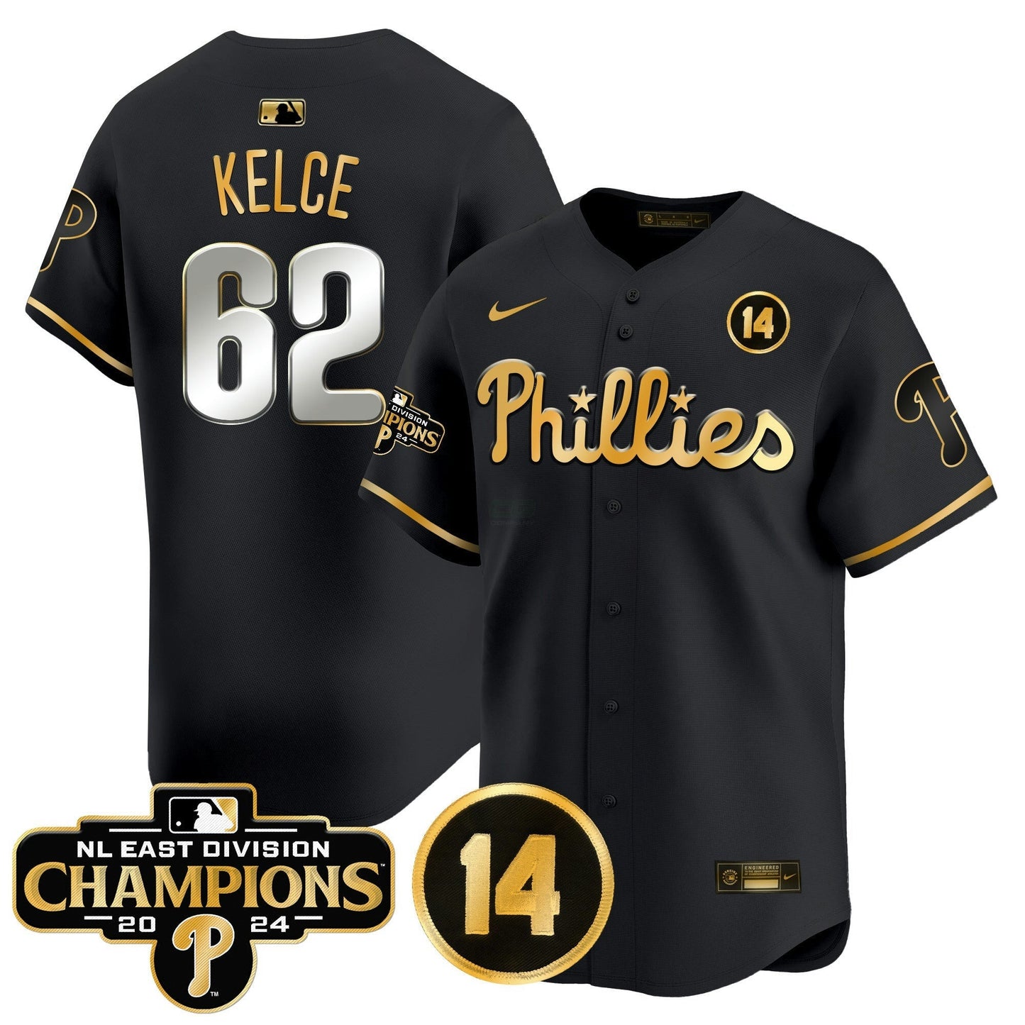 Camisa MLB Men’s 2024 NL East Division Champions & Pete Rose Patch Vapor Premier Limited Jersey