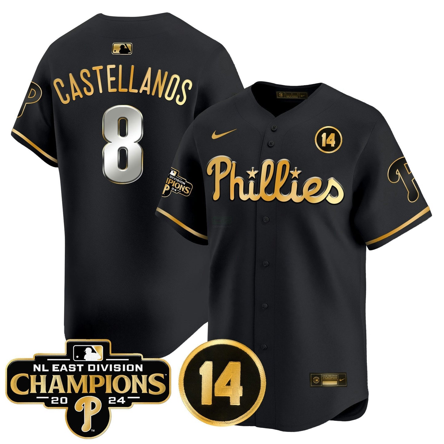 Camisa MLB Men’s 2024 NL East Division Champions & Pete Rose Patch Vapor Premier Limited Jersey
