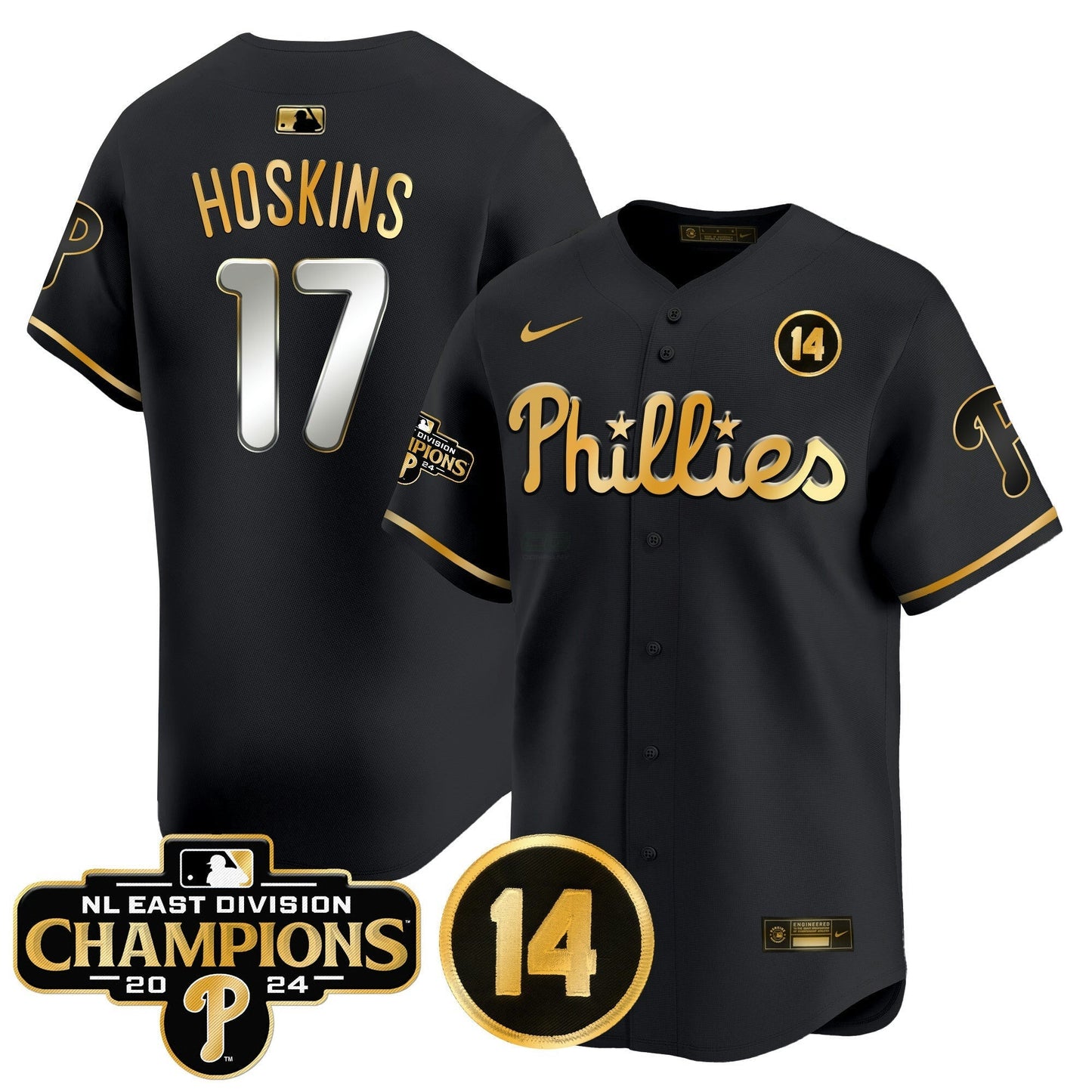 Camisa MLB Men’s 2024 NL East Division Champions & Pete Rose Patch Vapor Premier Limited Jersey