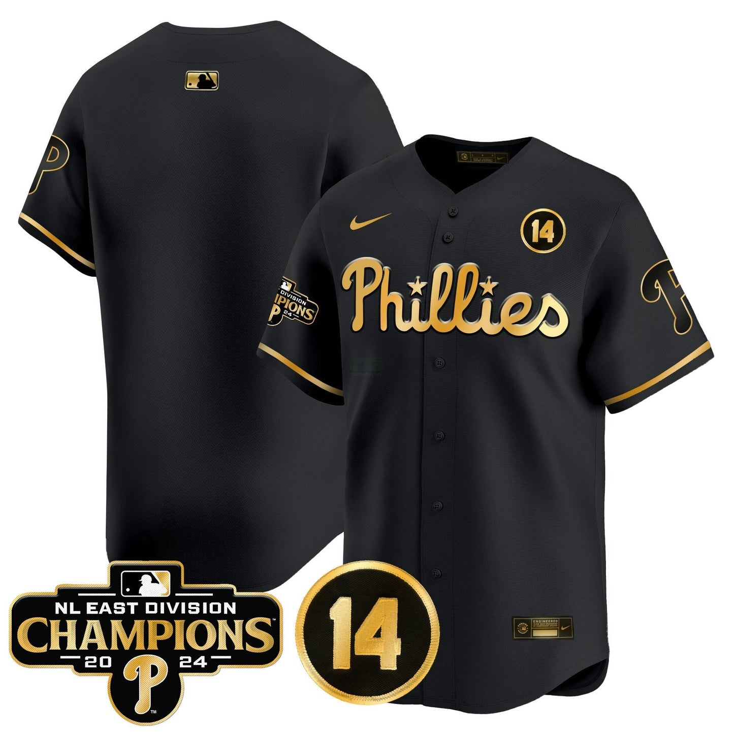 Camisa MLB Men’s 2024 NL East Division Champions & Pete Rose Patch Vapor Premier Limited Jersey