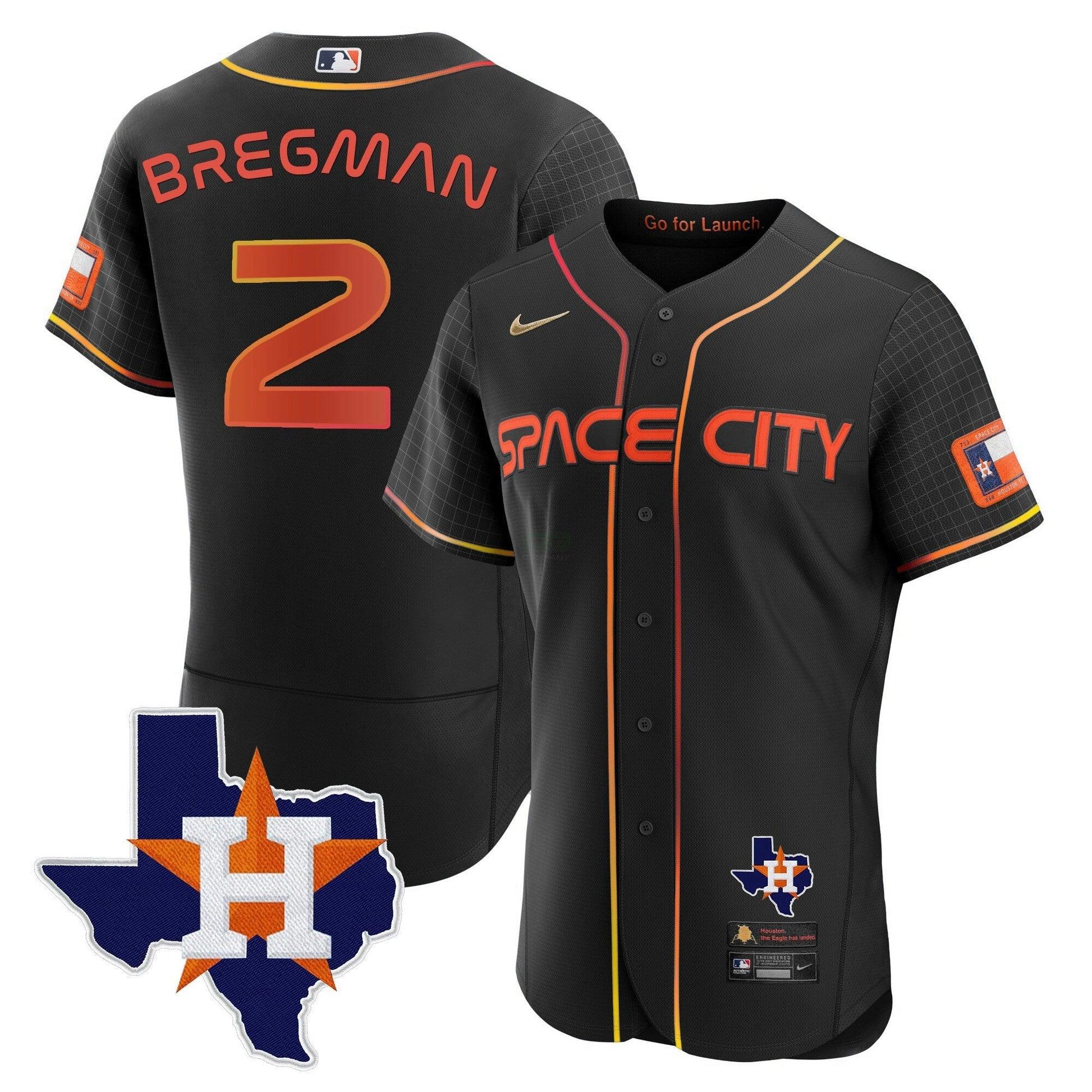 Camisa MLB Men’s 2024 Space City Flex Base Jersey – Texas Patch