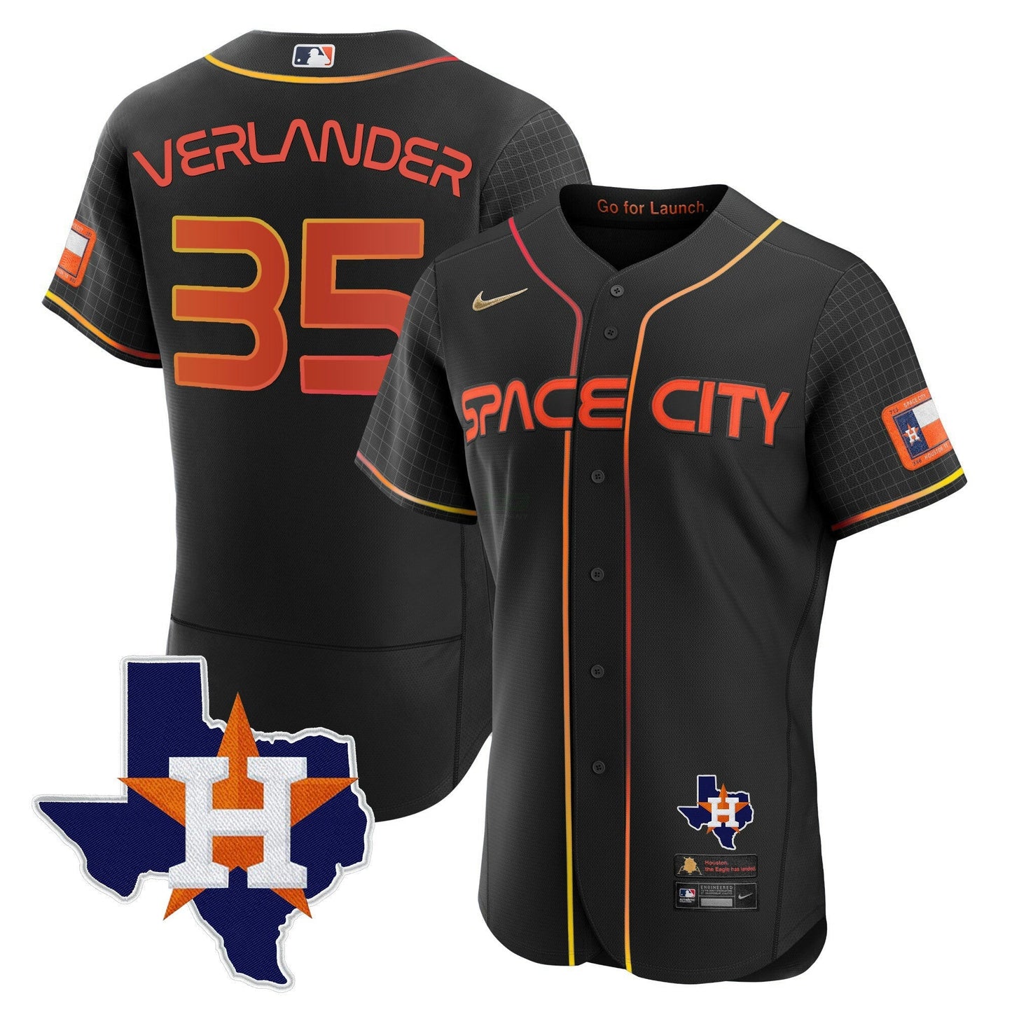 Camisa MLB Men’s 2024 Space City Flex Base Jersey – Texas Patch