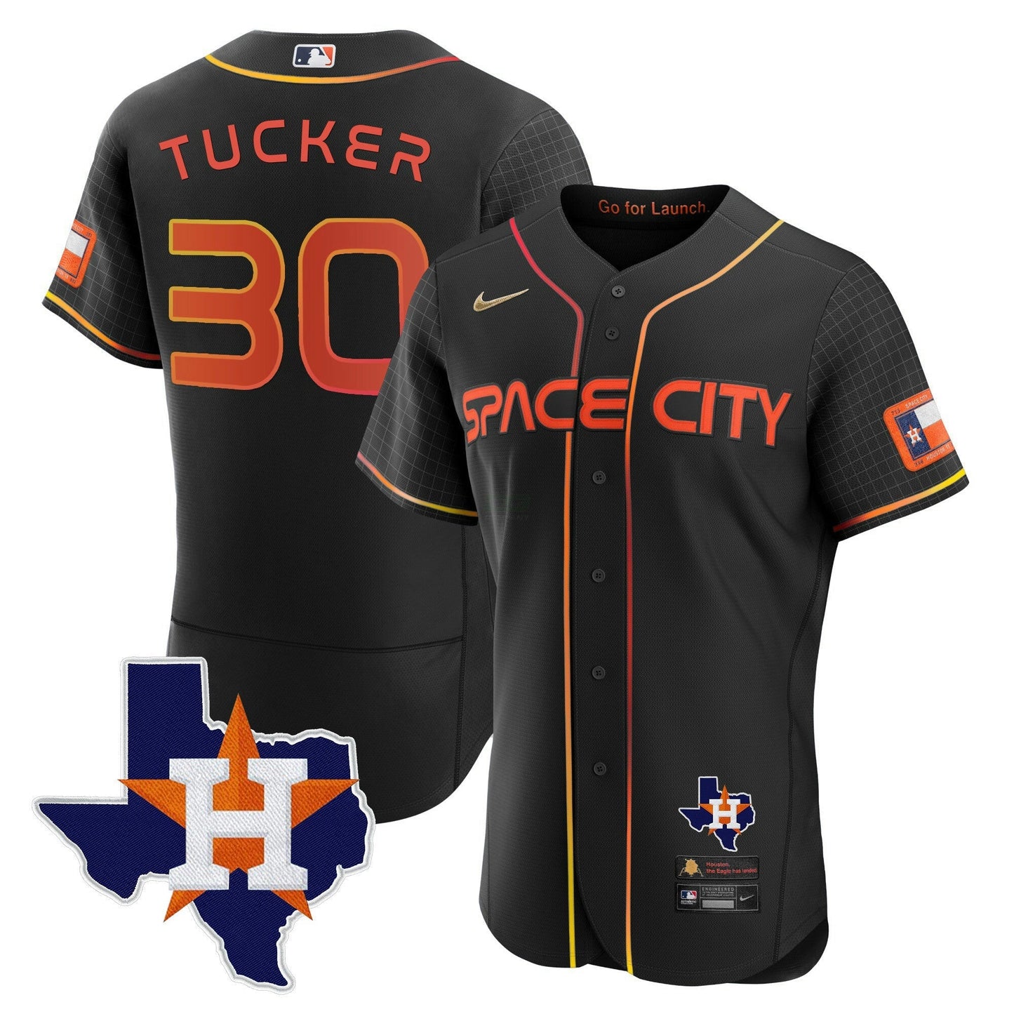 Camisa MLB Men’s 2024 Space City Flex Base Jersey – Texas Patch