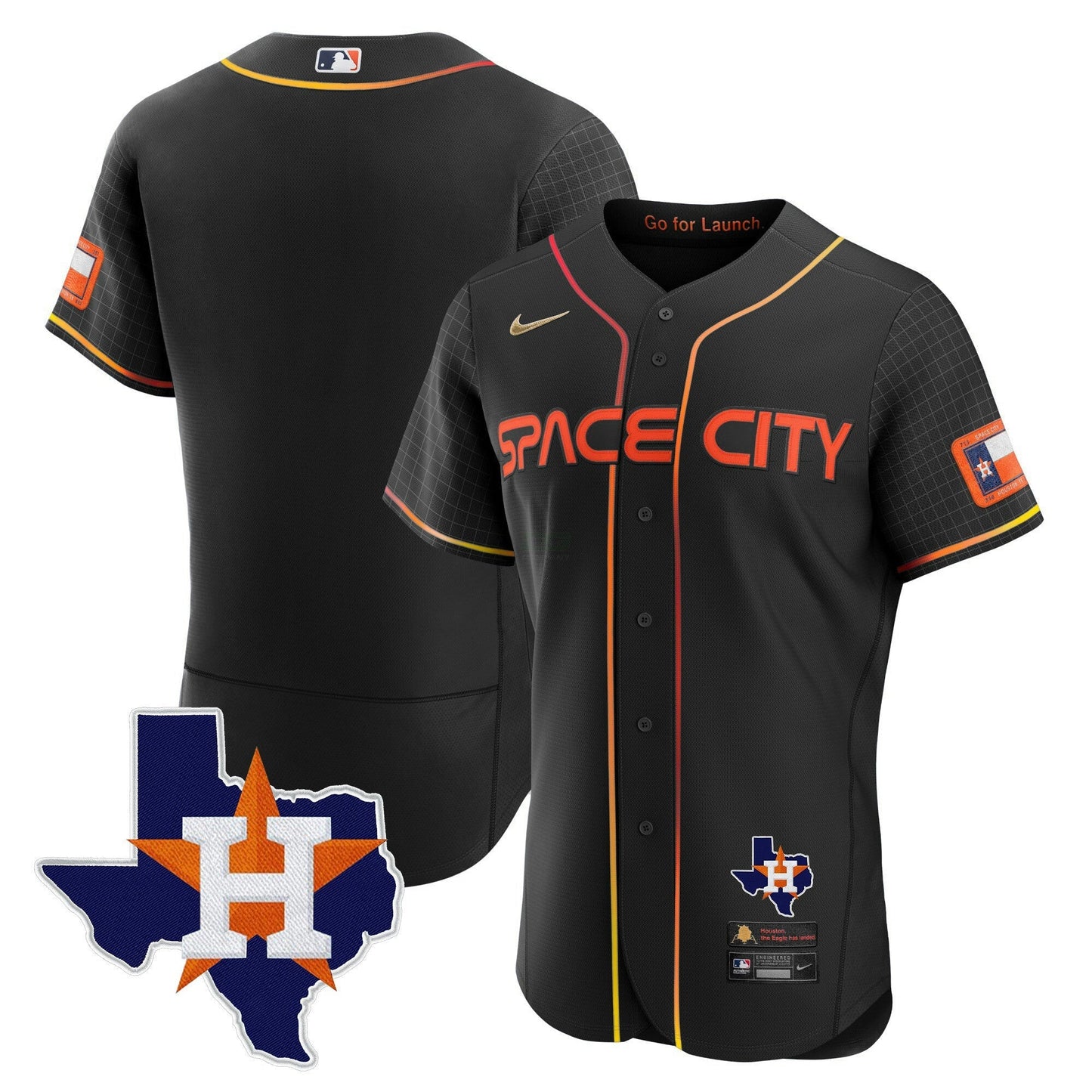 Camisa MLB Men’s 2024 Space City Flex Base Jersey – Texas Patch