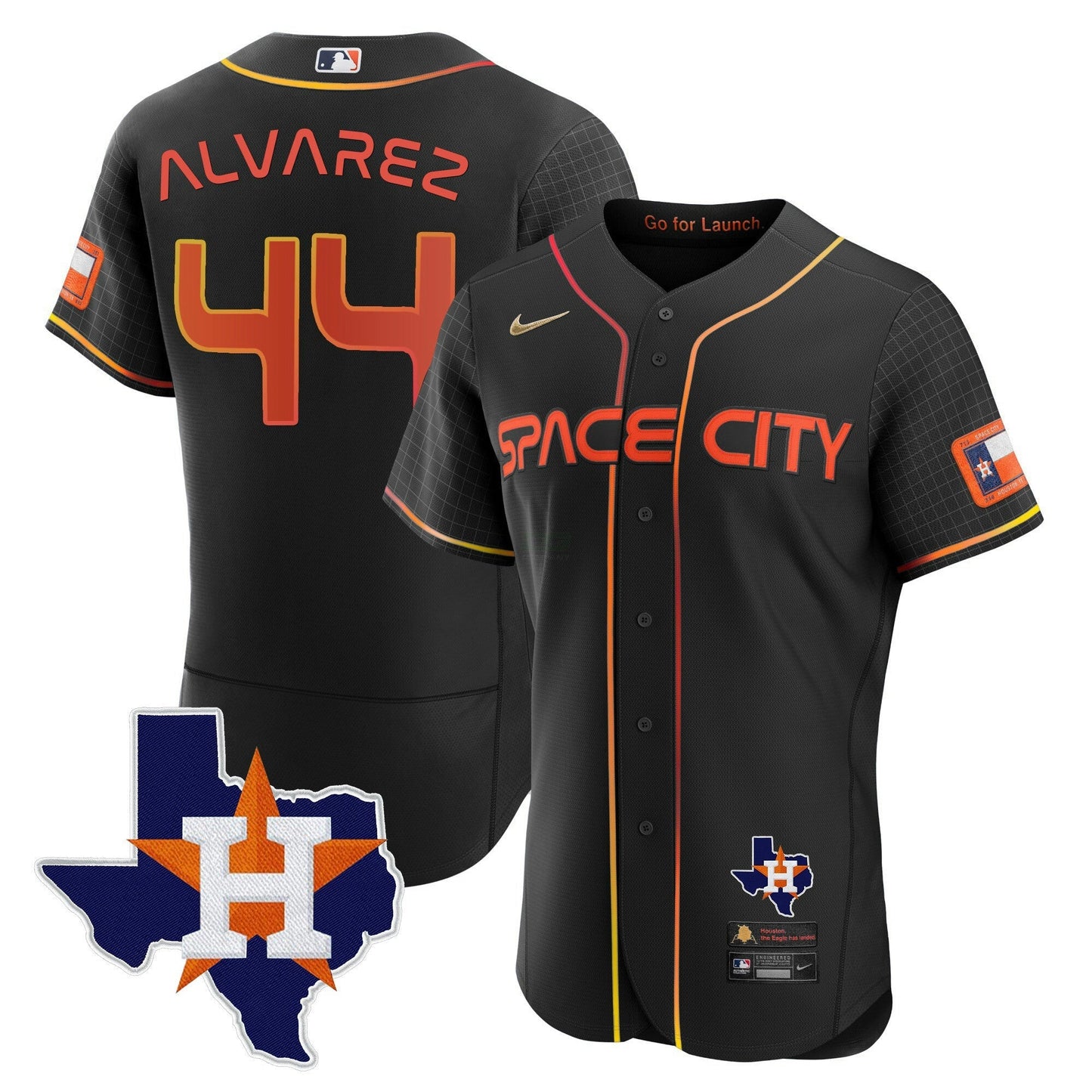 Camisa MLB Men’s 2024 Space City Flex Base Jersey – Texas Patch