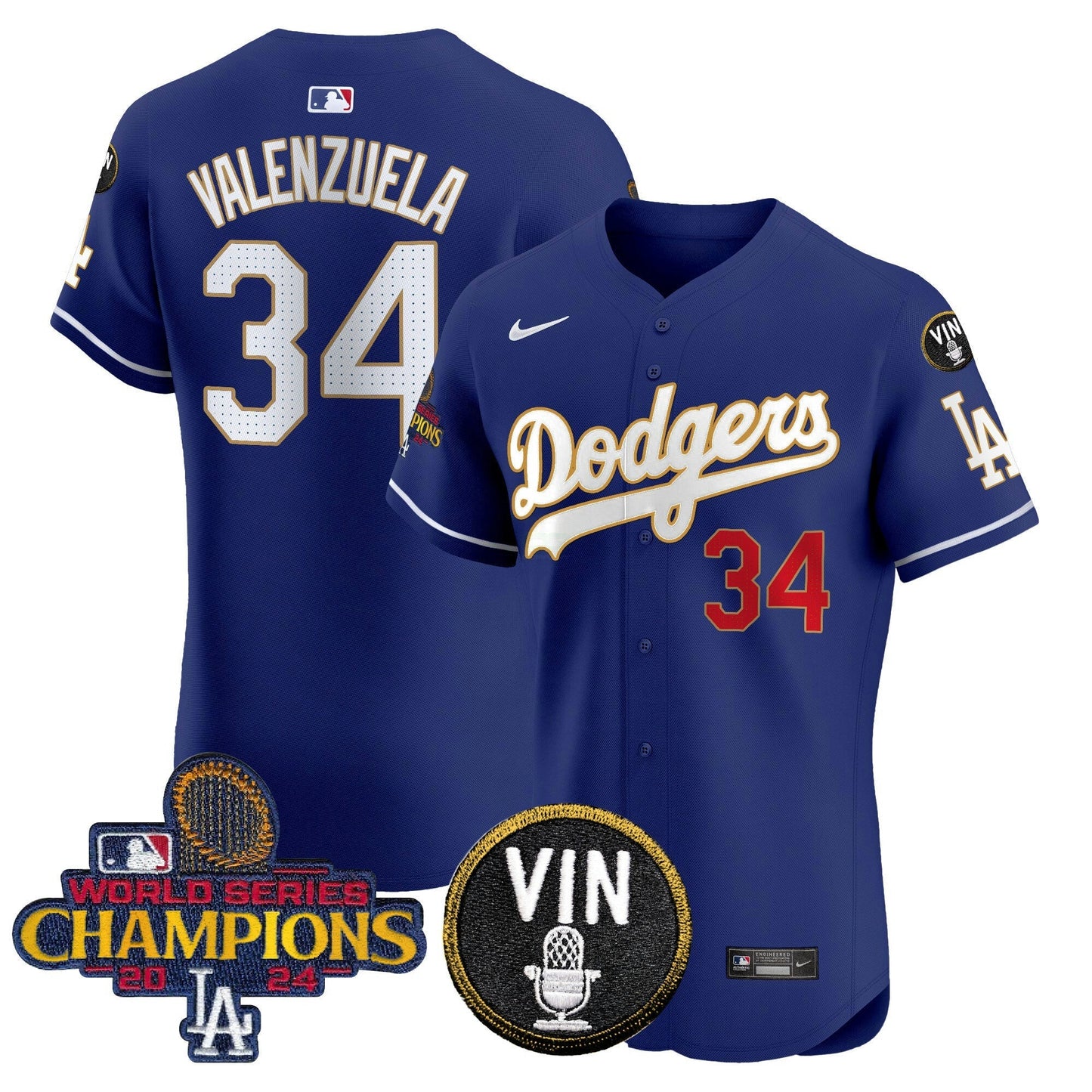 Camisa MLB Men’s 2024 World Series Champions Dourada Trim Vapor Premier Elite Jersey
