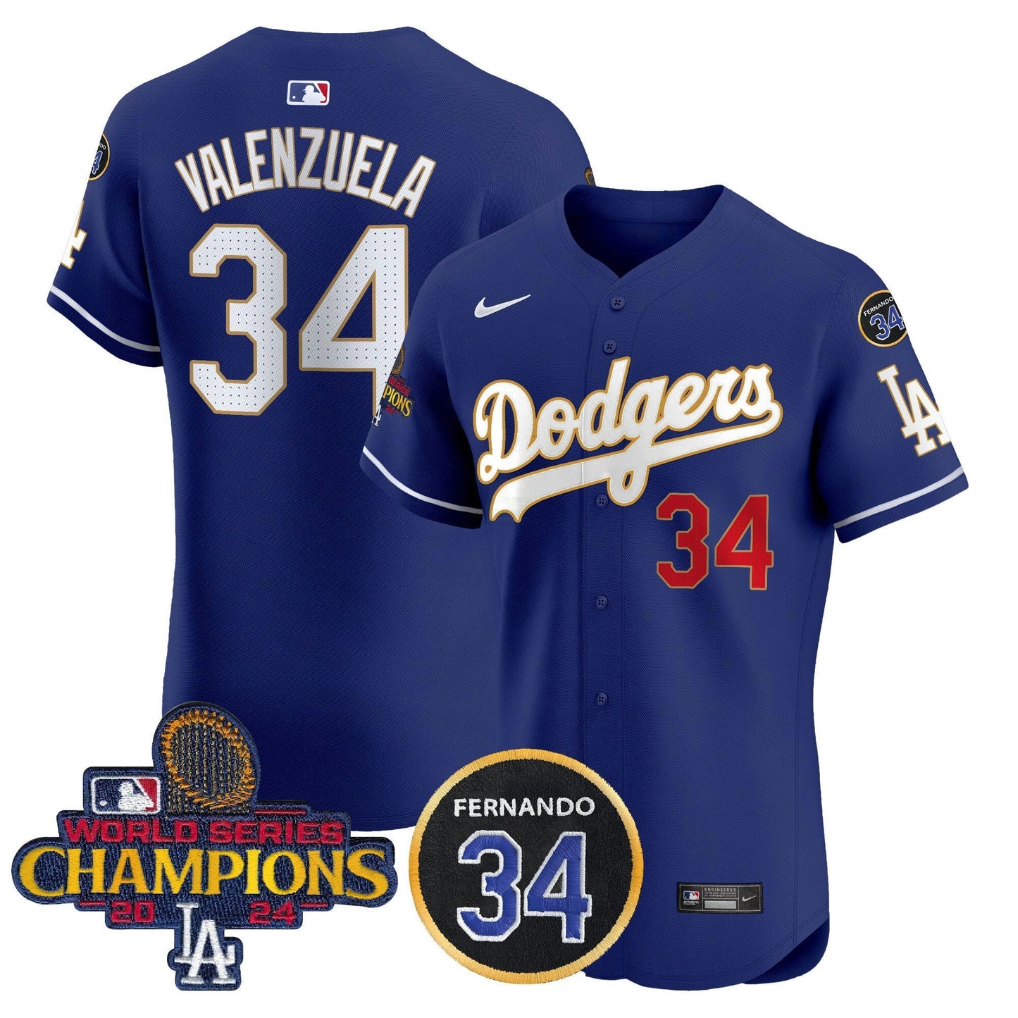 Camisa MLB Men’s 2024 World Series Champions Dourada Trim Vapor Premier Elite Jersey V2
