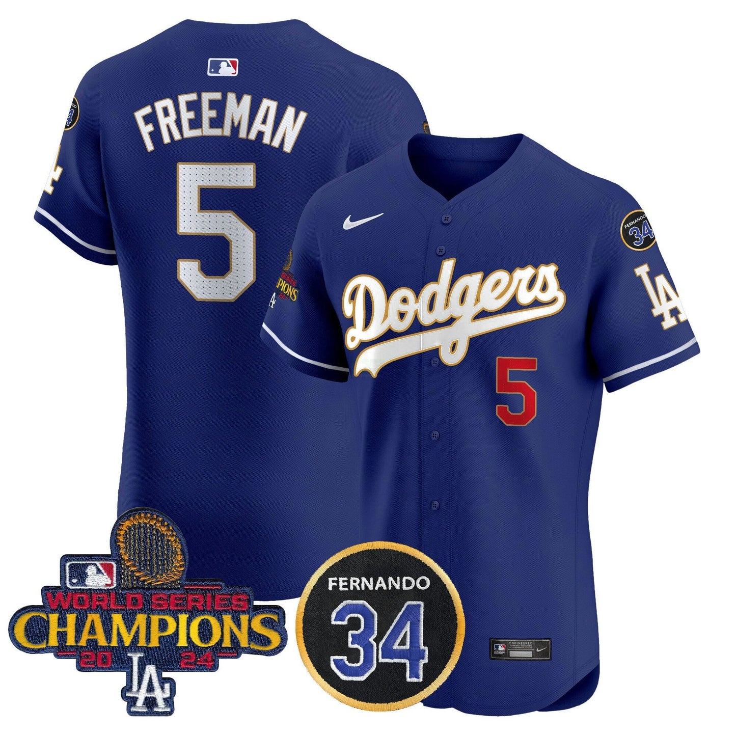 Camisa MLB Men’s 2024 World Series Champions Dourada Trim Vapor Premier Elite Jersey V2