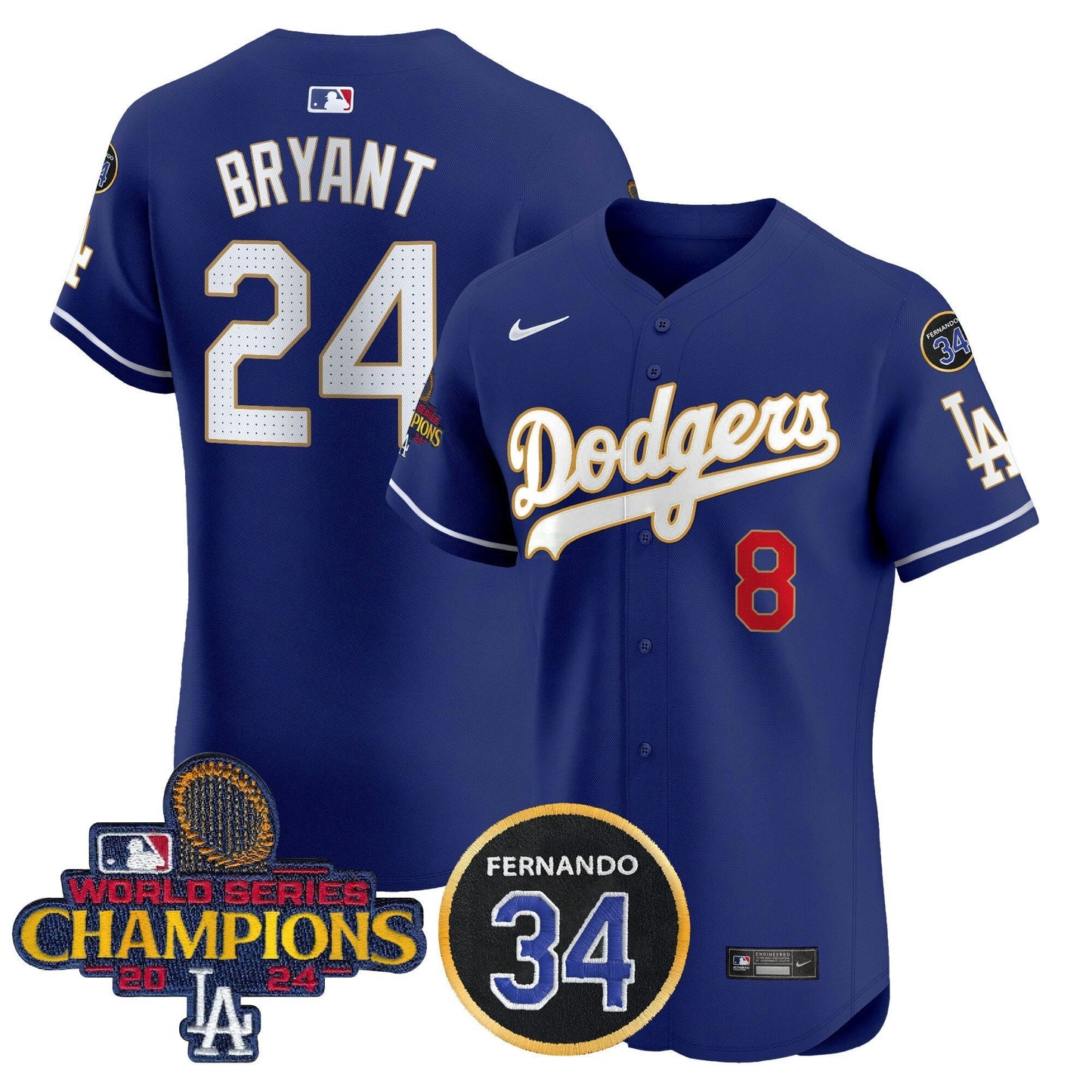 Camisa MLB Men’s 2024 World Series Champions Dourada Trim Vapor Premier Elite Jersey V2