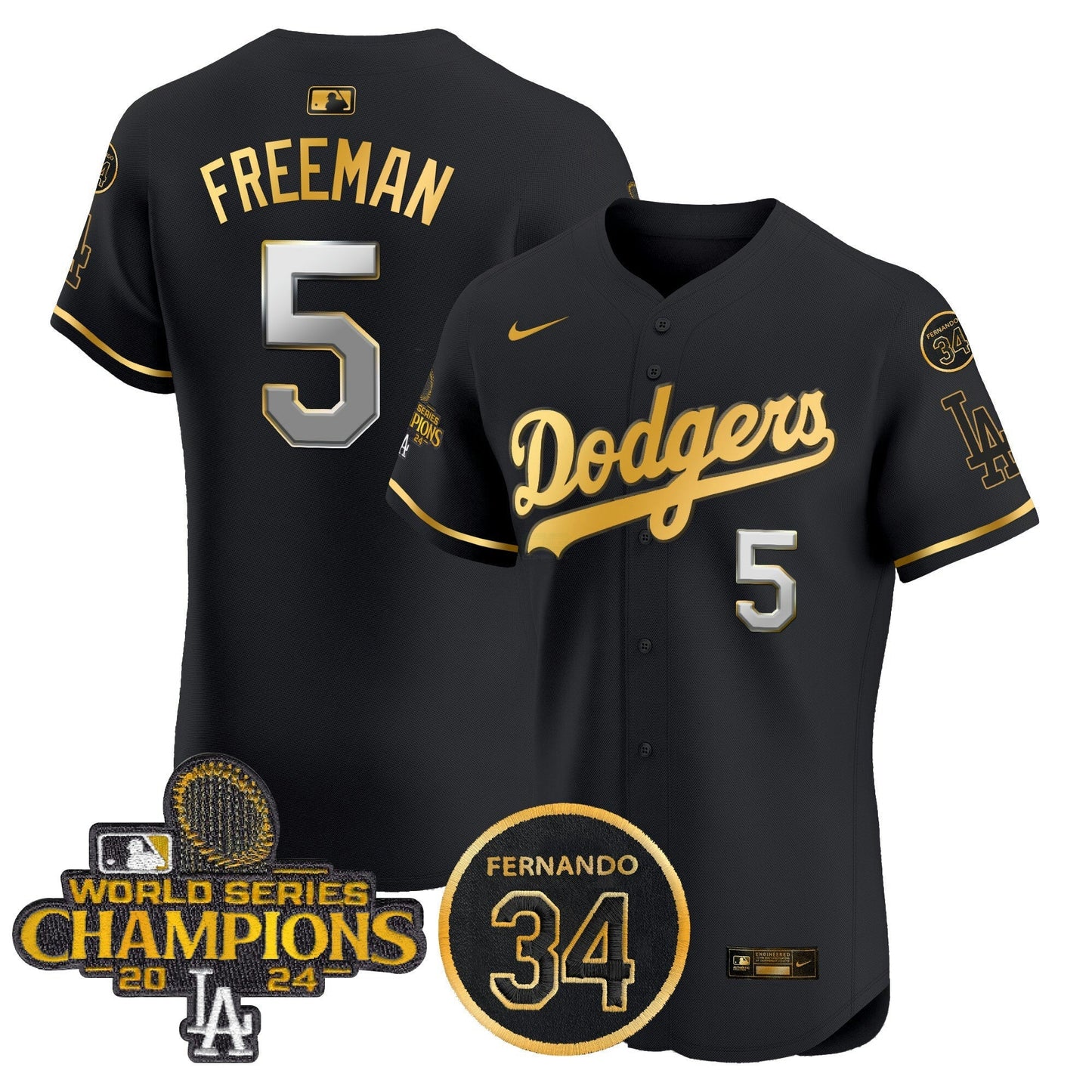 Camisa MLB Men’s 2024 World Series Champions Dourada Trim Vapor Premier Elite Jersey V2