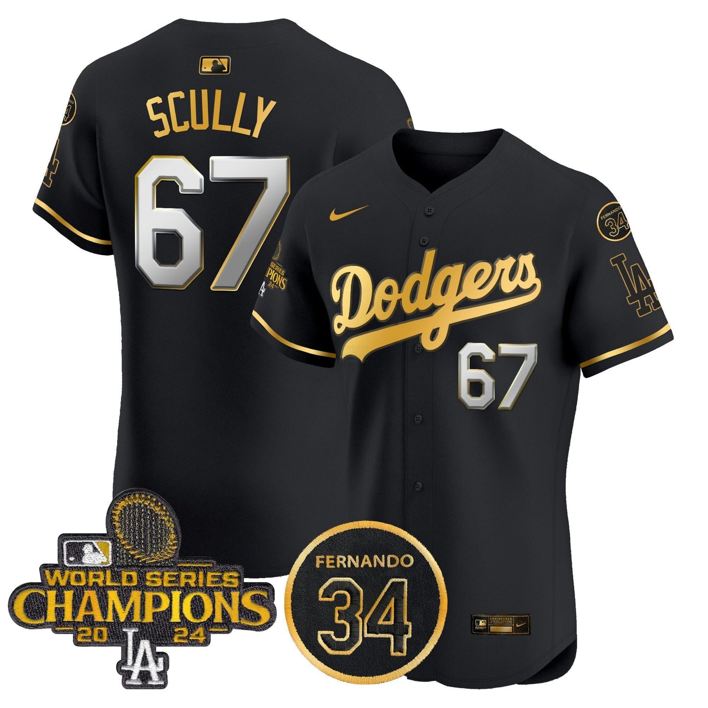 Camisa MLB Men’s 2024 World Series Champions Dourada Trim Vapor Premier Elite Jersey V2