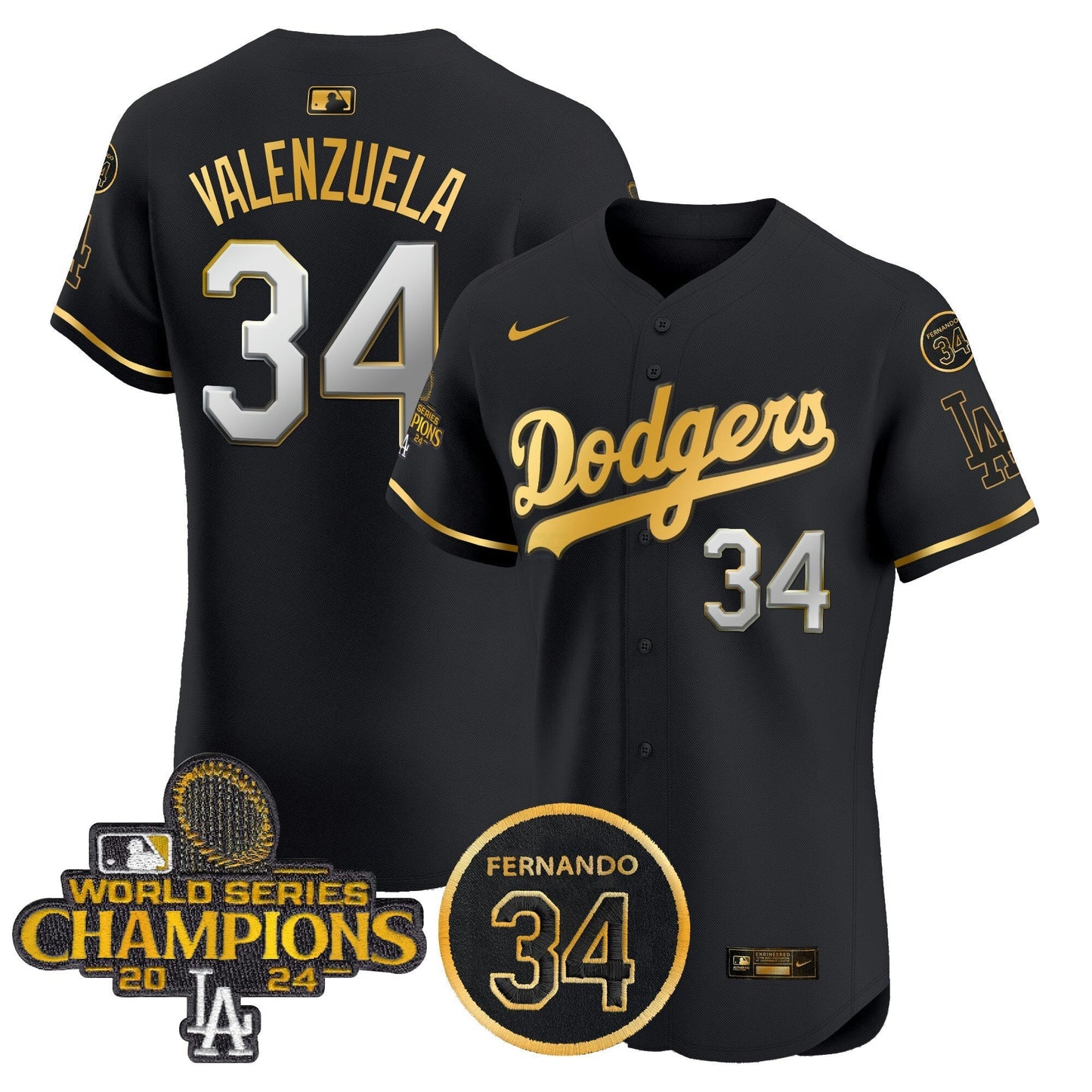 Camisa MLB Men’s 2024 World Series Champions Dourada Trim Vapor Premier Elite Jersey V2