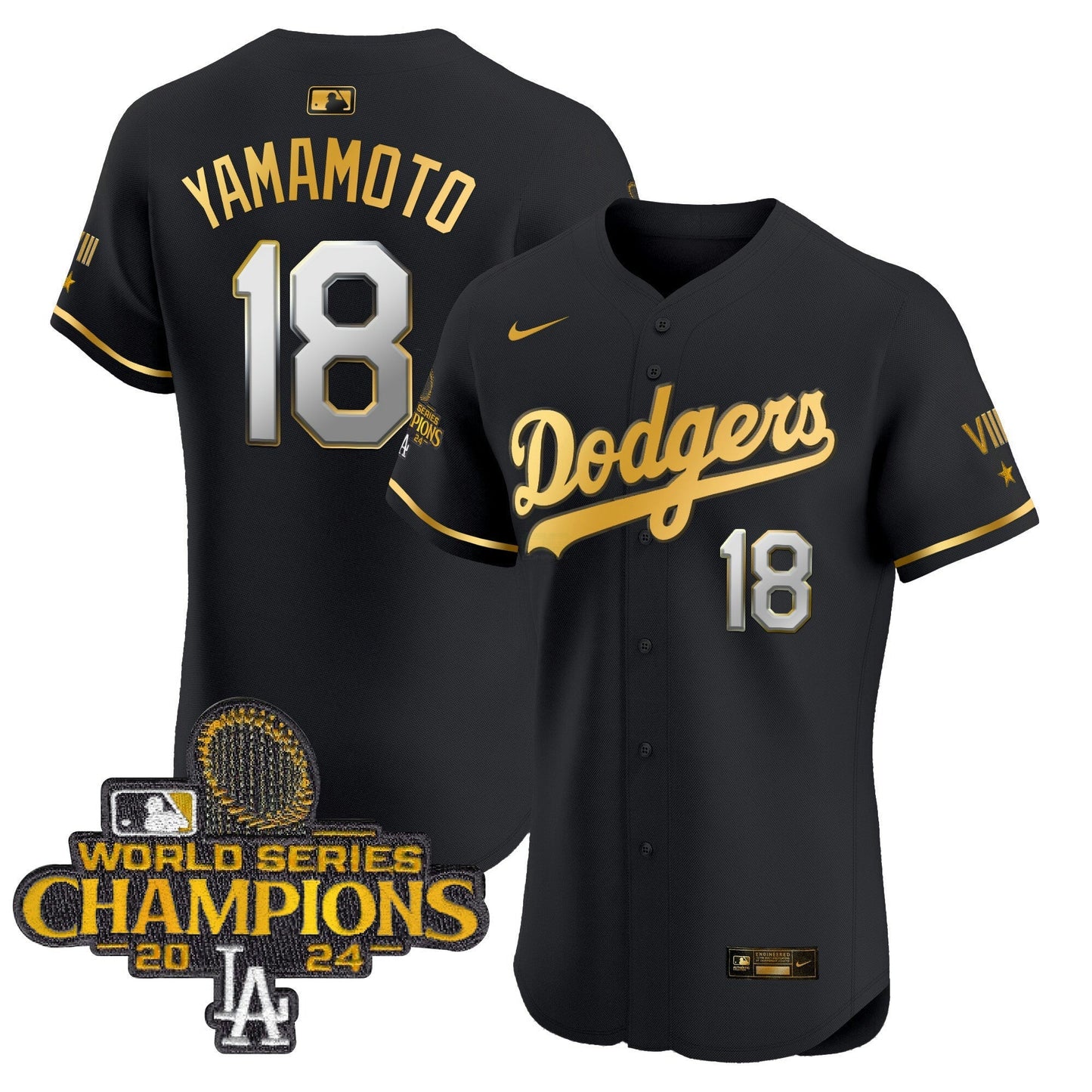 Camisa MLB Men’s 2024 World Series Champions Dourada Trim Vapor Premier Elite Jersey V3