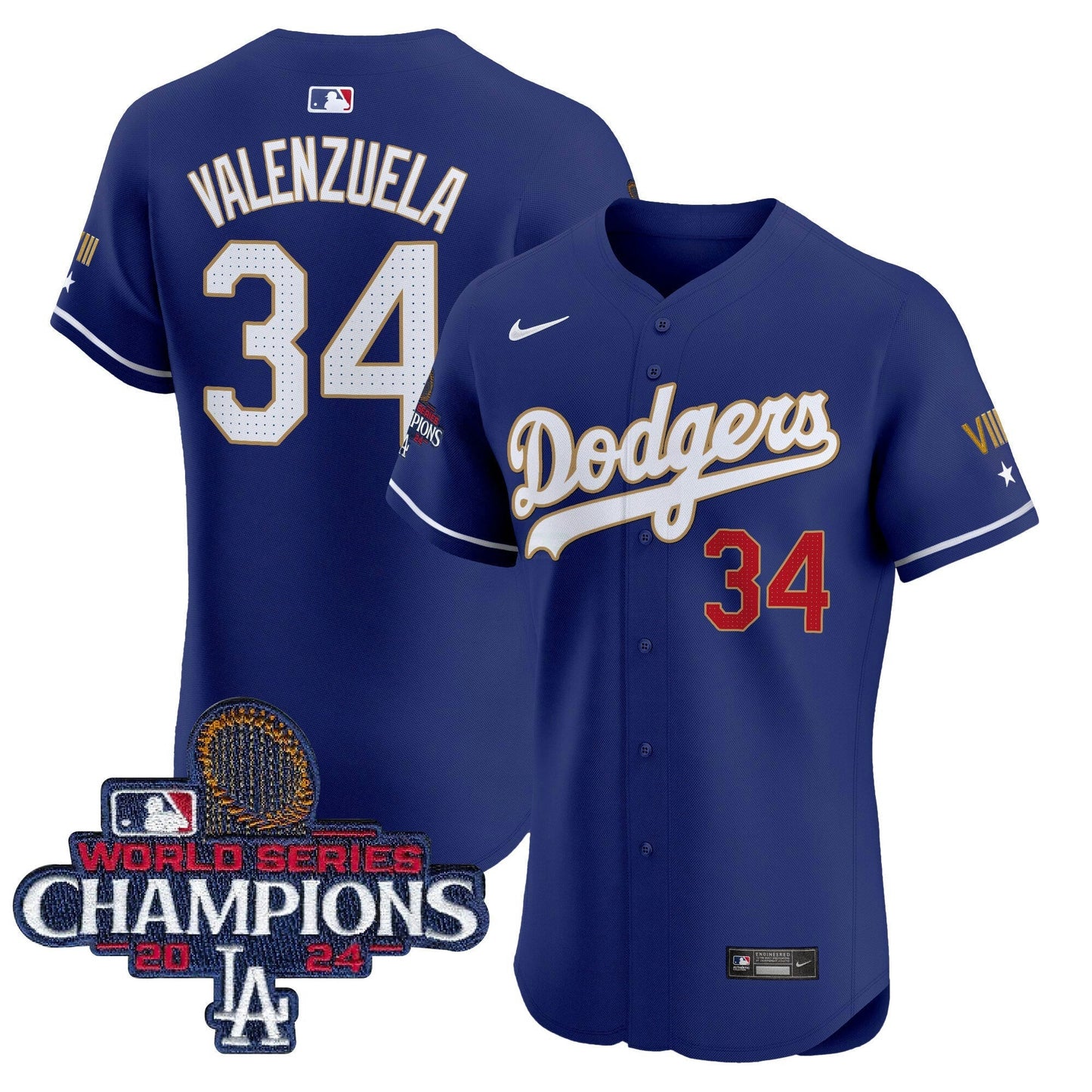 Camisa MLB Men’s 2024 World Series Champions Dourada Trim Vapor Premier Elite Jersey V3