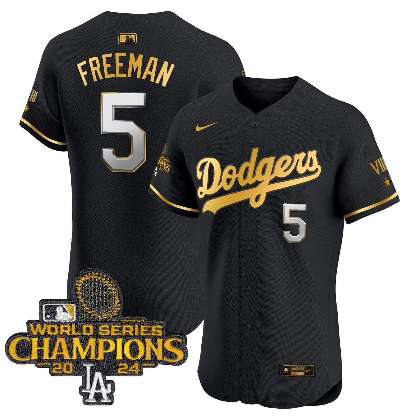 Camisa MLB Men’s 2024 World Series Champions Dourada Trim Vapor Premier Elite Jersey V3