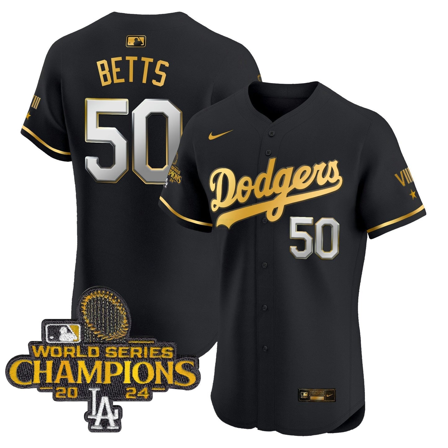 Camisa MLB Men’s 2024 World Series Champions Dourada Trim Vapor Premier Elite Jersey V3