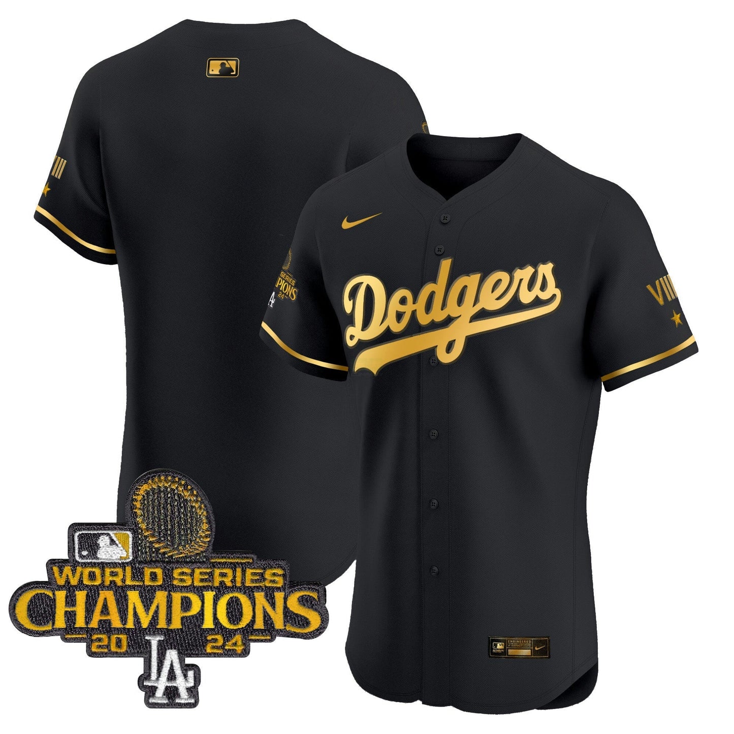 Camisa MLB Men’s 2024 World Series Champions Dourada Trim Vapor Premier Elite Jersey V3