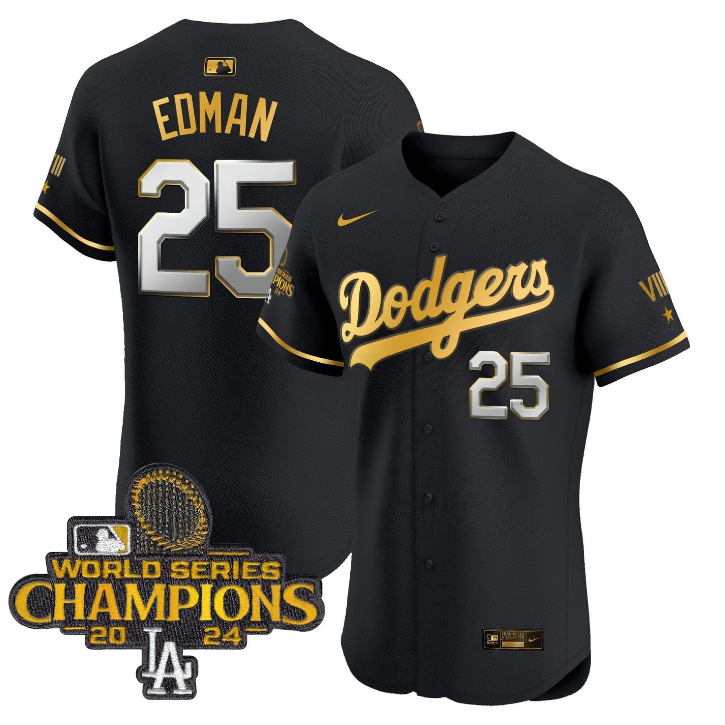 Camisa MLB Men’s 2024 World Series Champions Dourada Trim Vapor Premier Elite Jersey V3