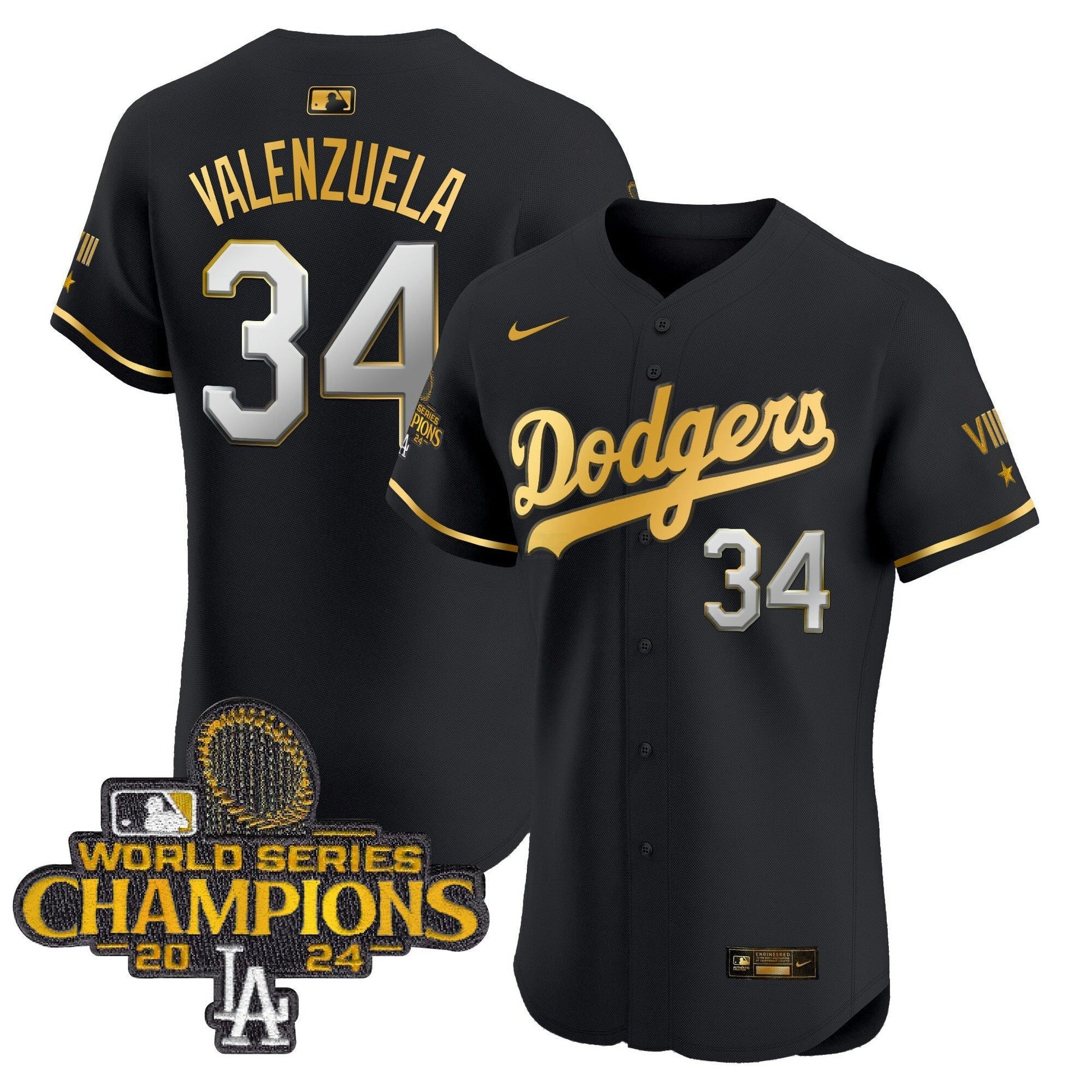 Camisa MLB Men’s 2024 World Series Champions Dourada Trim Vapor Premier Elite Jersey V3