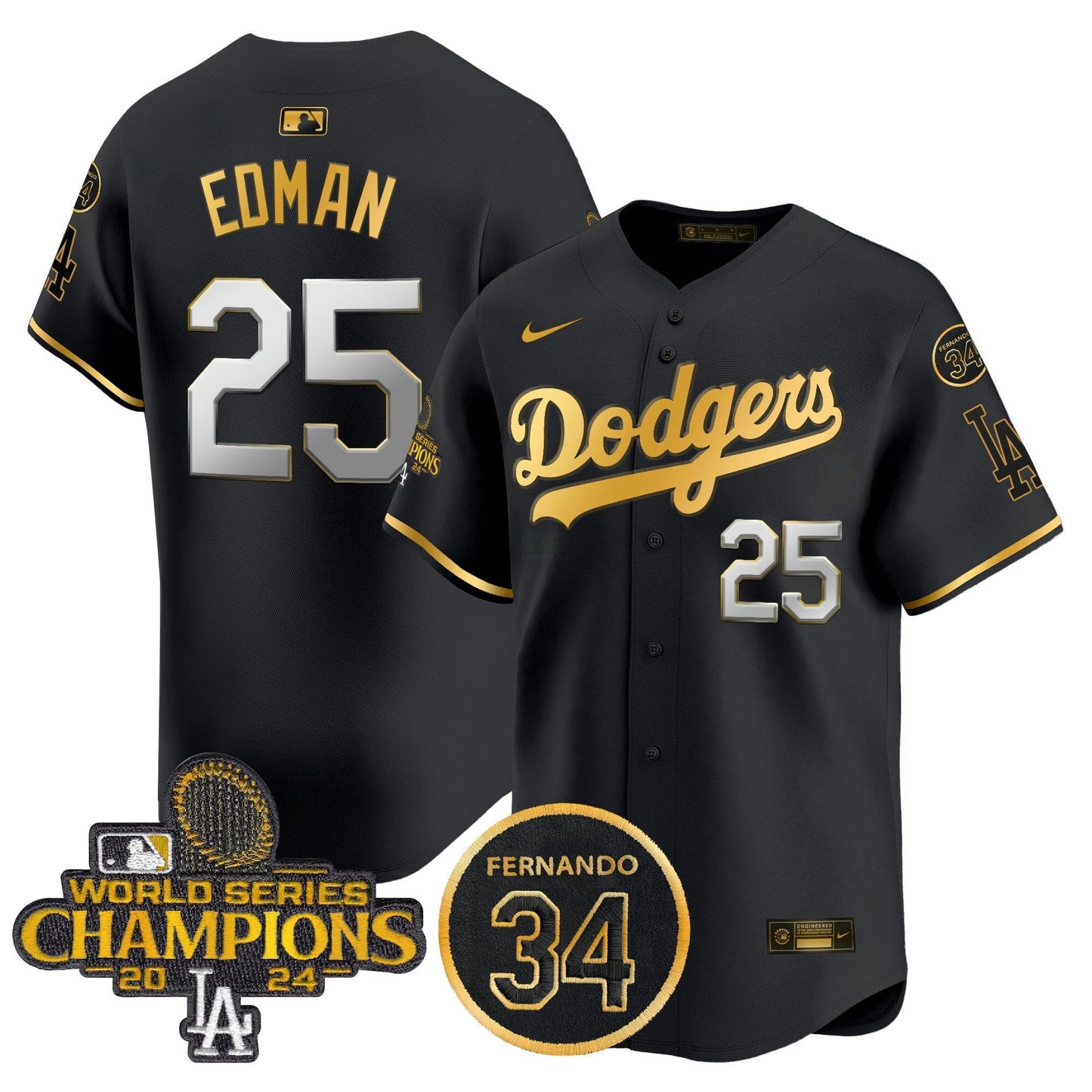 Camisa MLB Men’s 2024 World Series Champions Dourada Trim Vapor Premier Limited Jersey V2