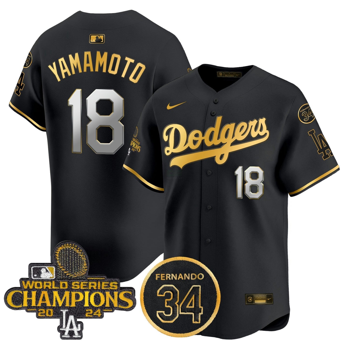 Camisa MLB Men’s 2024 World Series Champions Dourada Trim Vapor Premier Limited Jersey V2