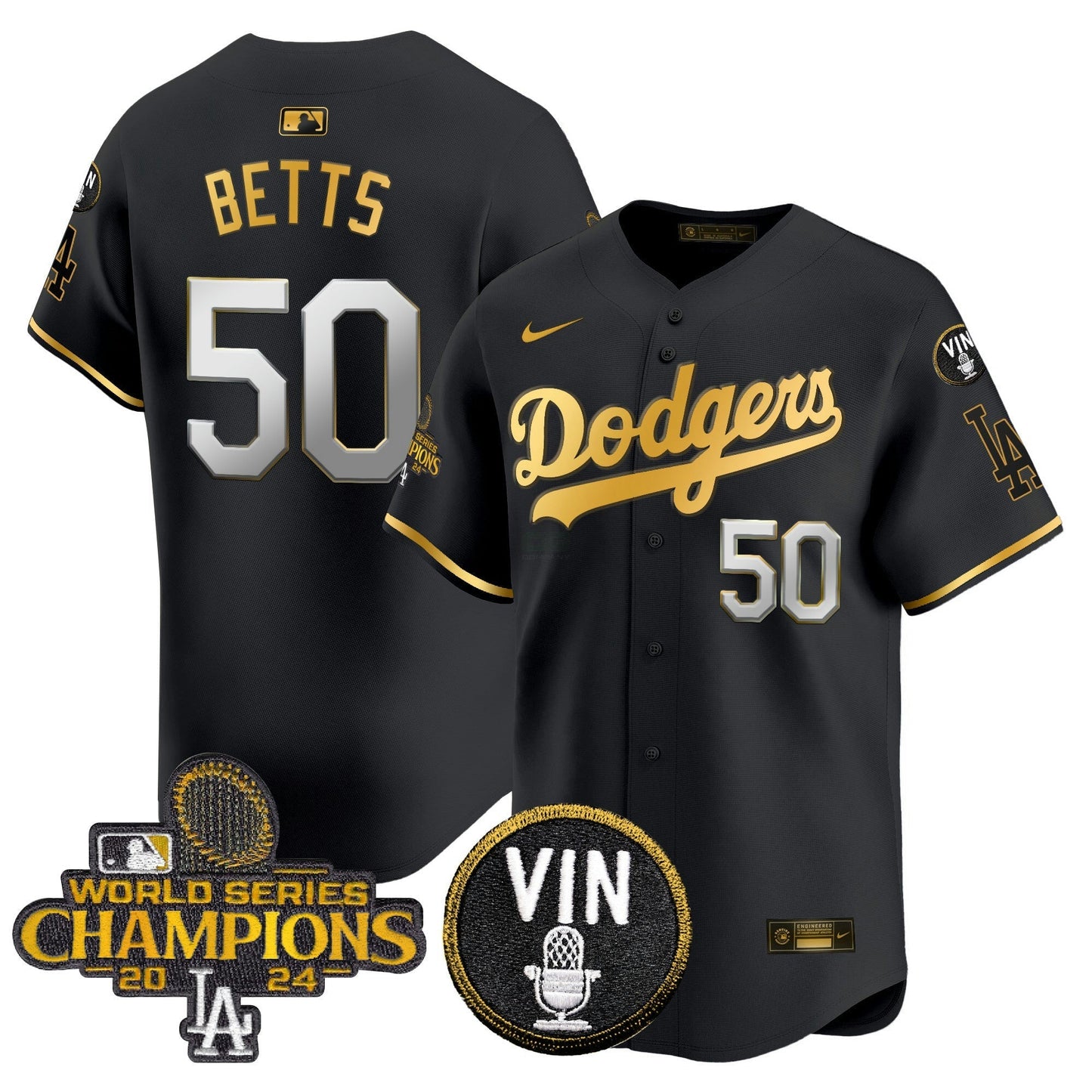 Camisa MLB Men’s 2024 World Series Champions Dourada Trim Vapor Premier Limited Jersey V3