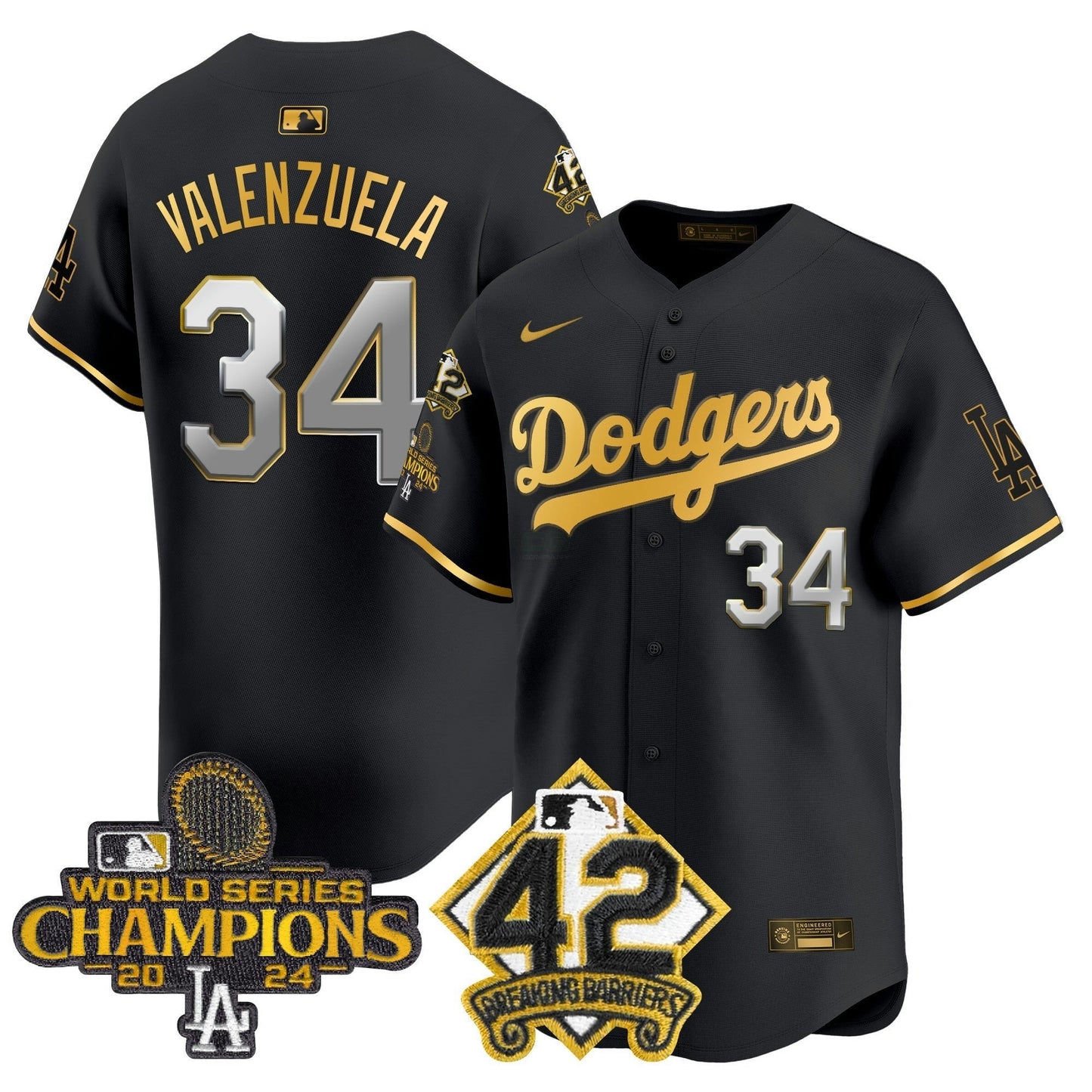 Camisa MLB Men’s 2024 World Series Champions & Jackie Robinson Patch Vapor Premier Limited Jersey