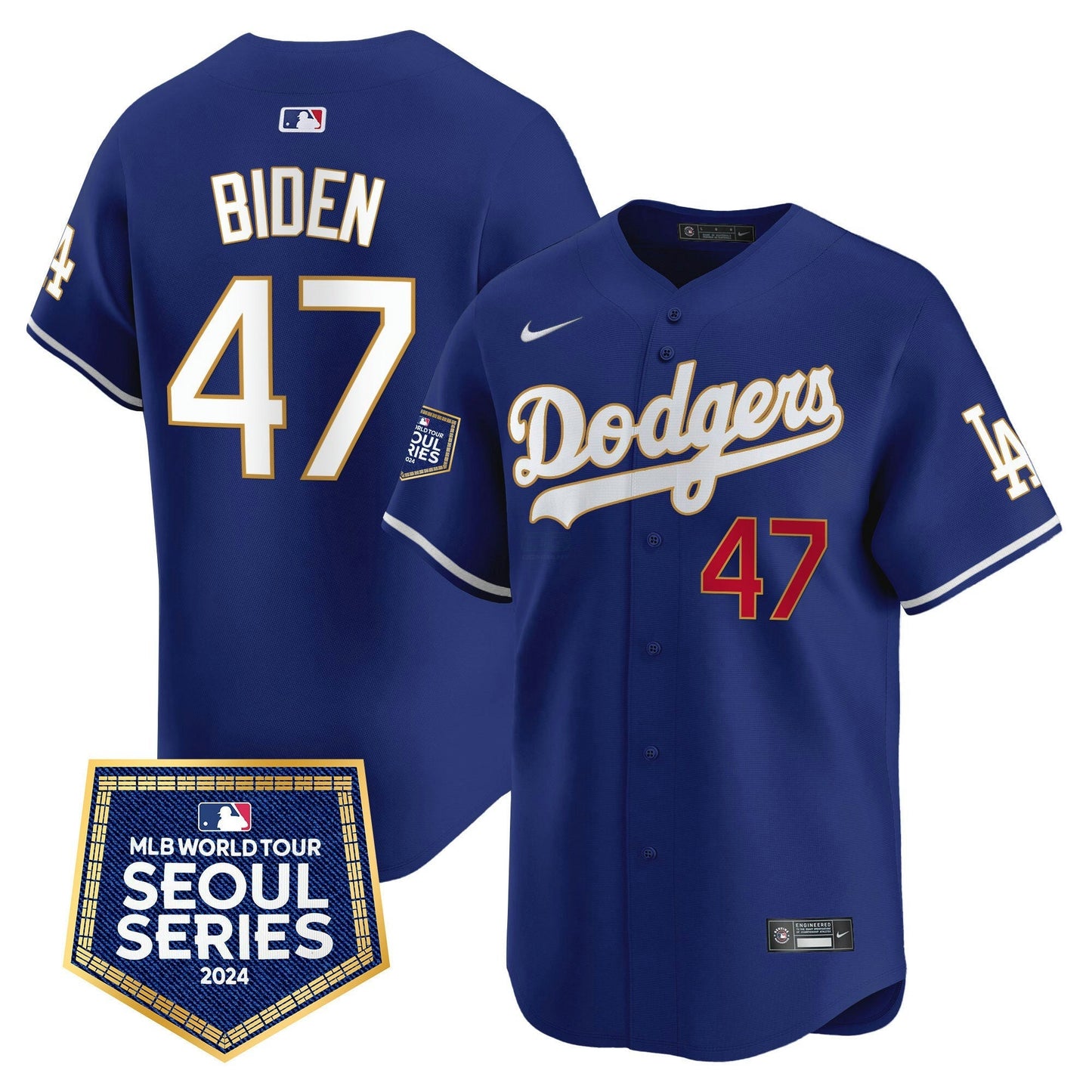 Camisa MLB Los Angeles Dodgers Men’s 2024 World Tour Seoul Series Patch Vapor Premier Limited Jersey
