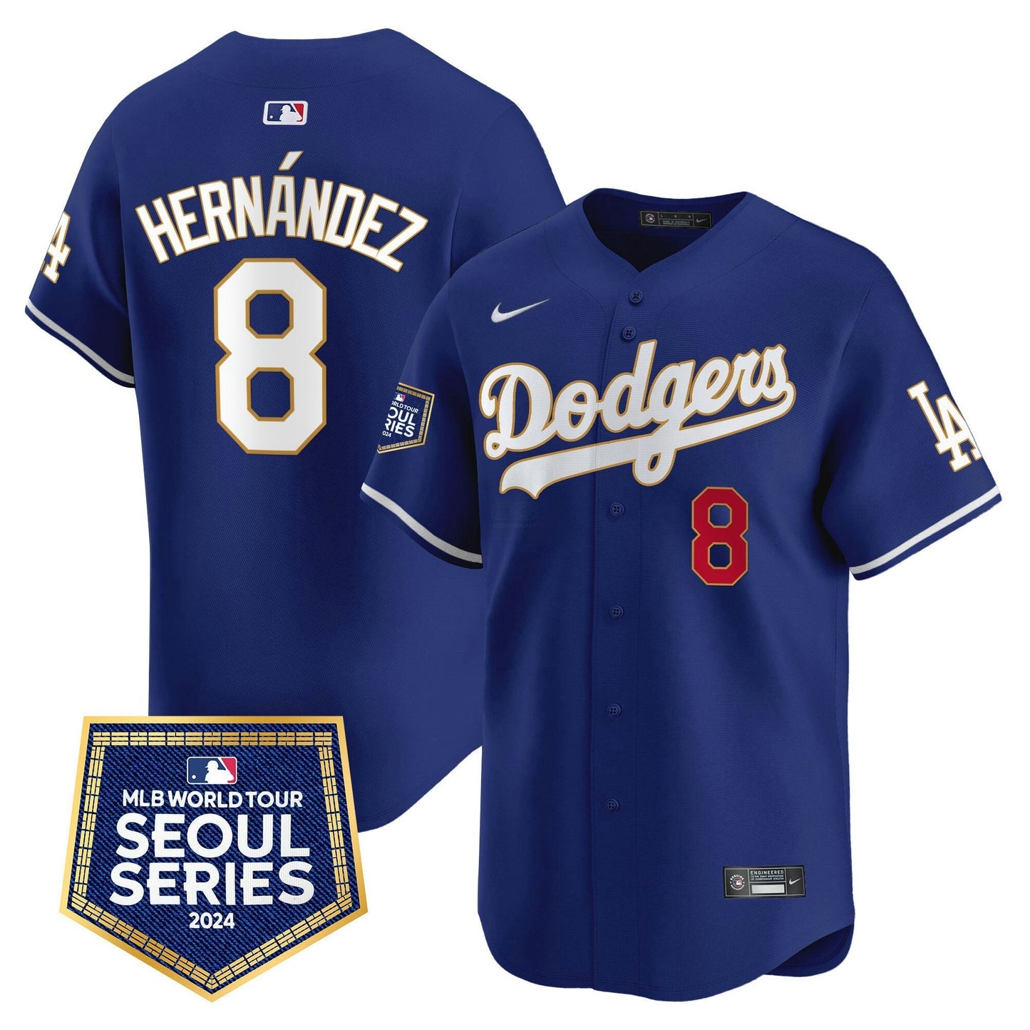 Camisa MLB Los Angeles Dodgers Men’s 2024 World Tour Seoul Series Patch Vapor Premier Limited Jersey