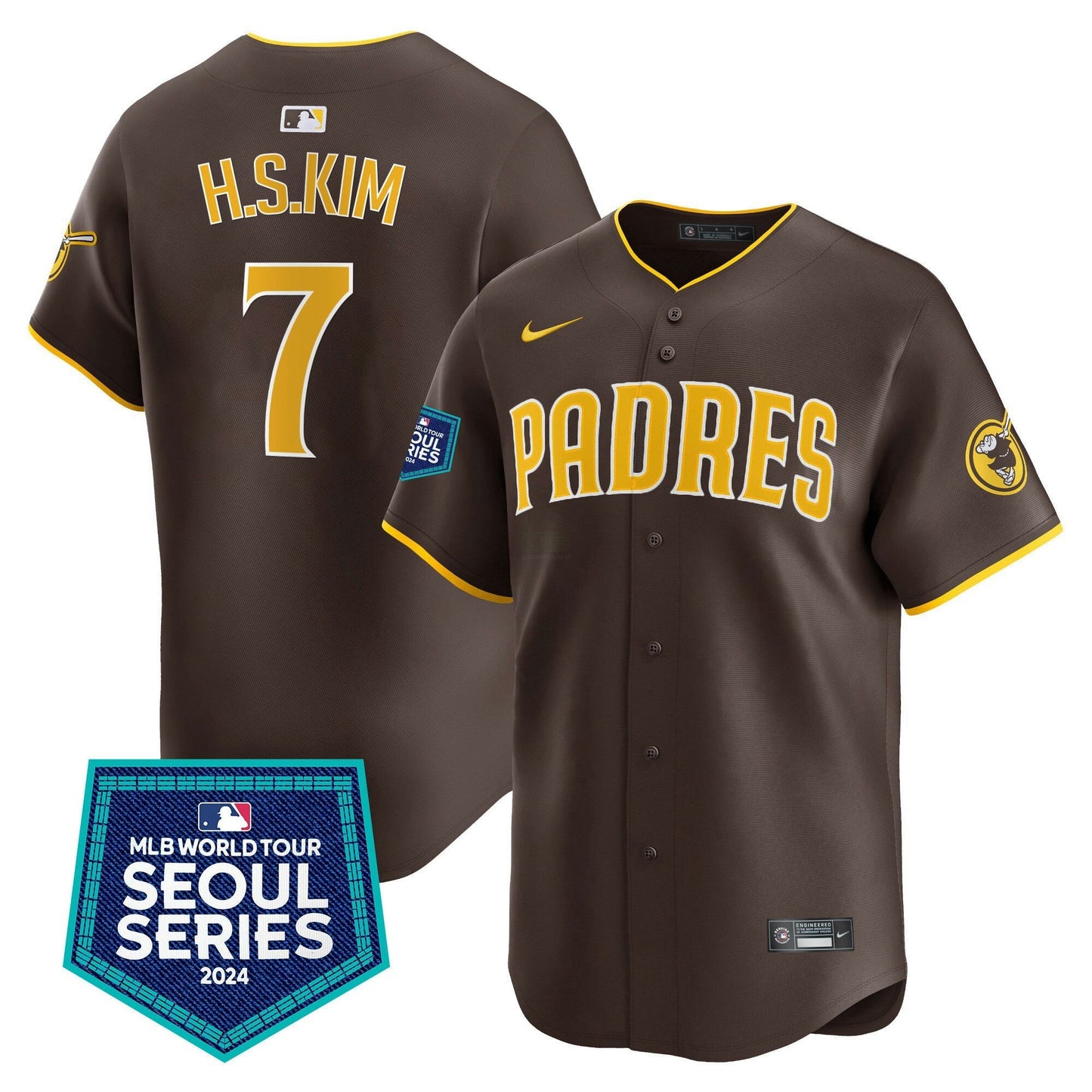 Camisa MLB San Diego Padres Men’s 2024 World Tour Seoul Series Patch Vapor Premier Limited Jersey