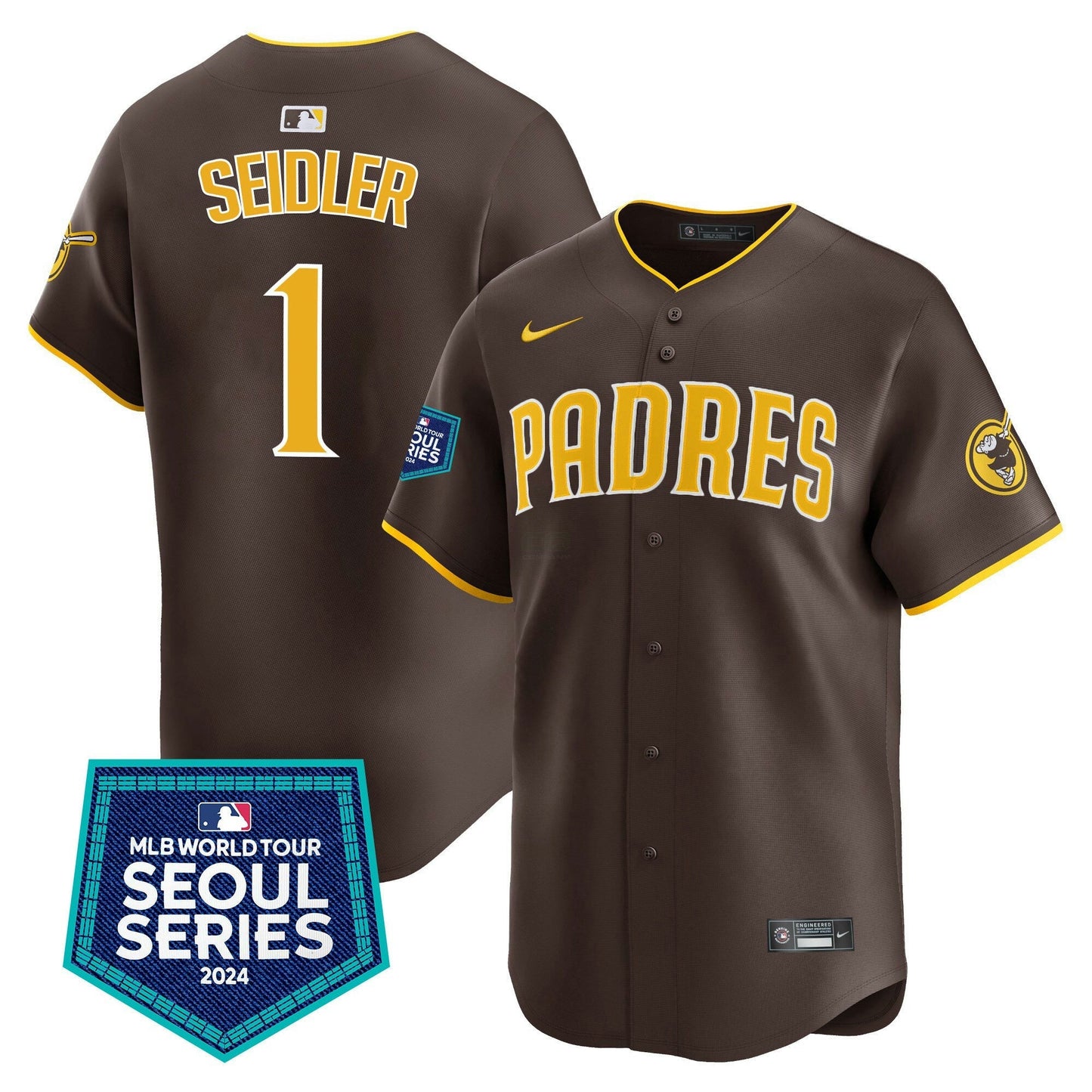 Camisa MLB San Diego Padres Men’s 2024 World Tour Seoul Series Patch Vapor Premier Limited Jersey