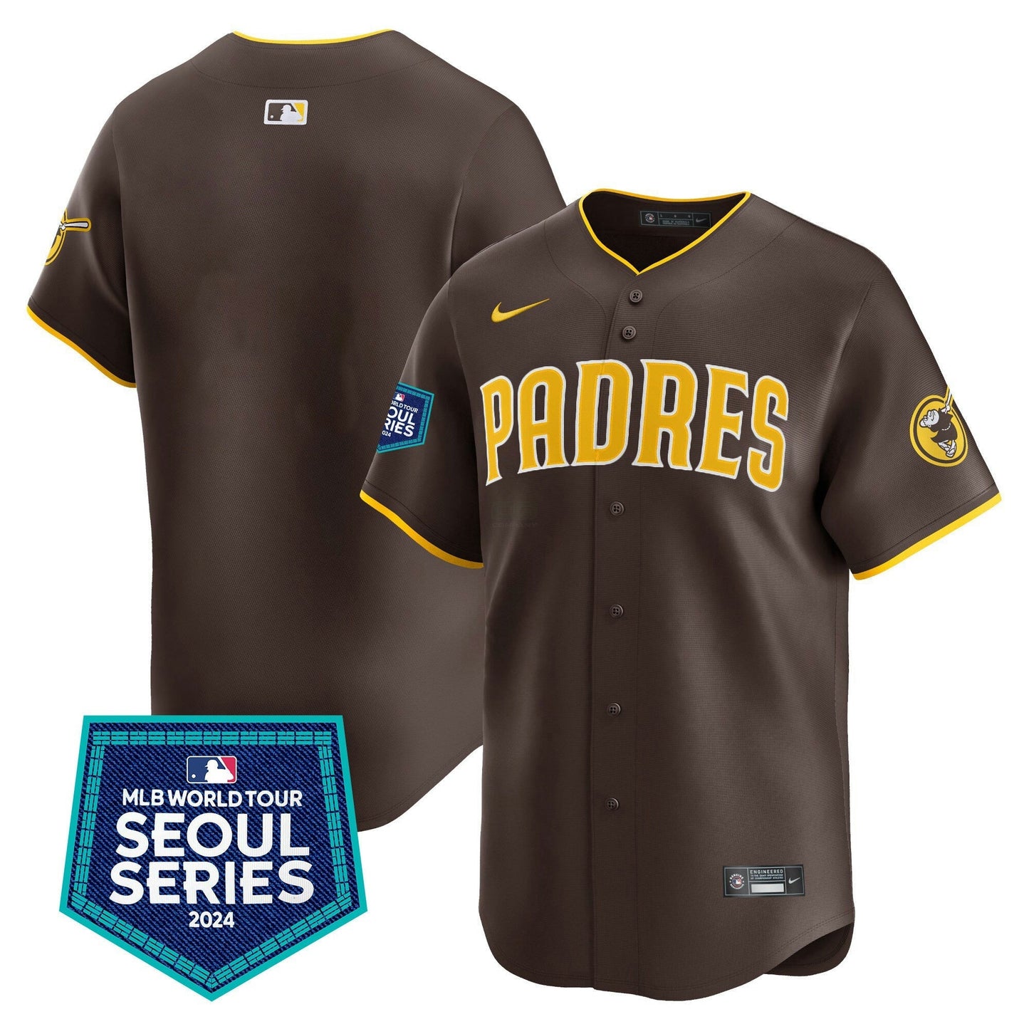 Camisa MLB San Diego Padres Men’s 2024 World Tour Seoul Series Patch Vapor Premier Limited Jersey