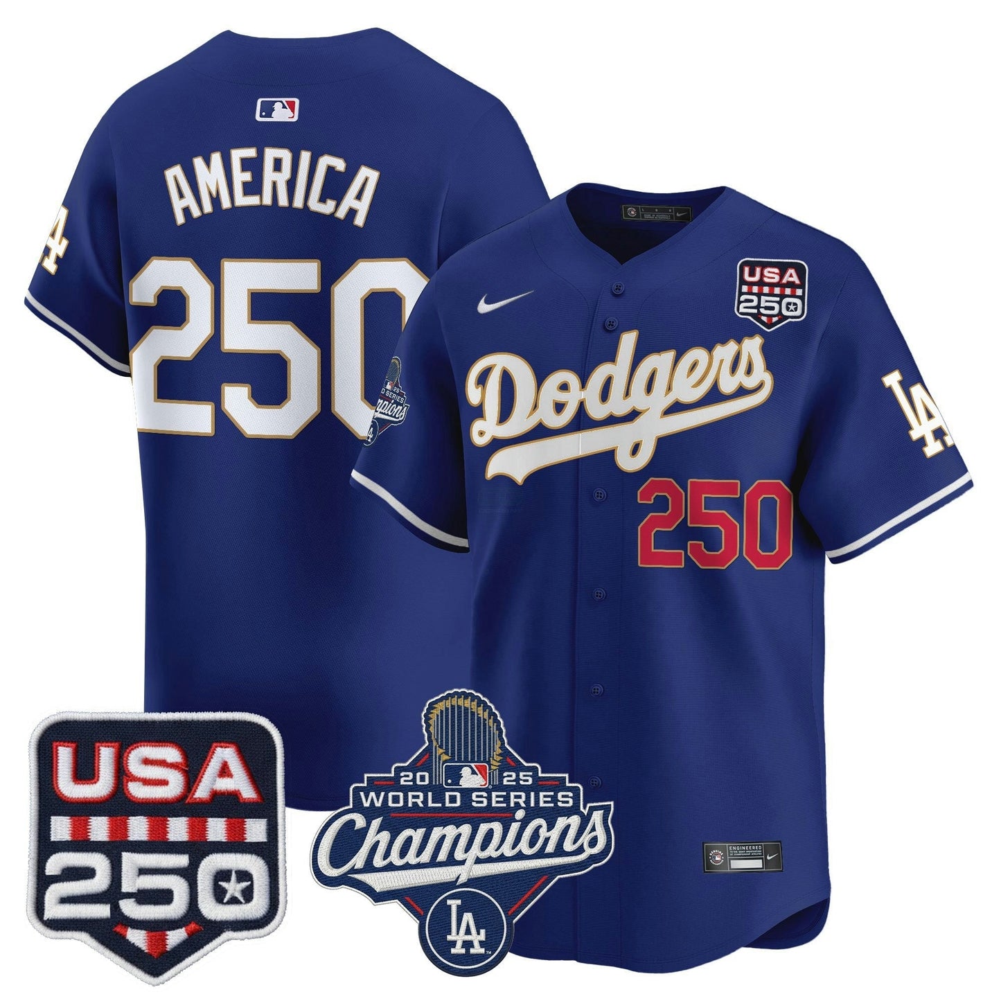 Camisa MLB Men’s 2025 World Series Champions & 250America Patch Vapor Premier Limited Jersey